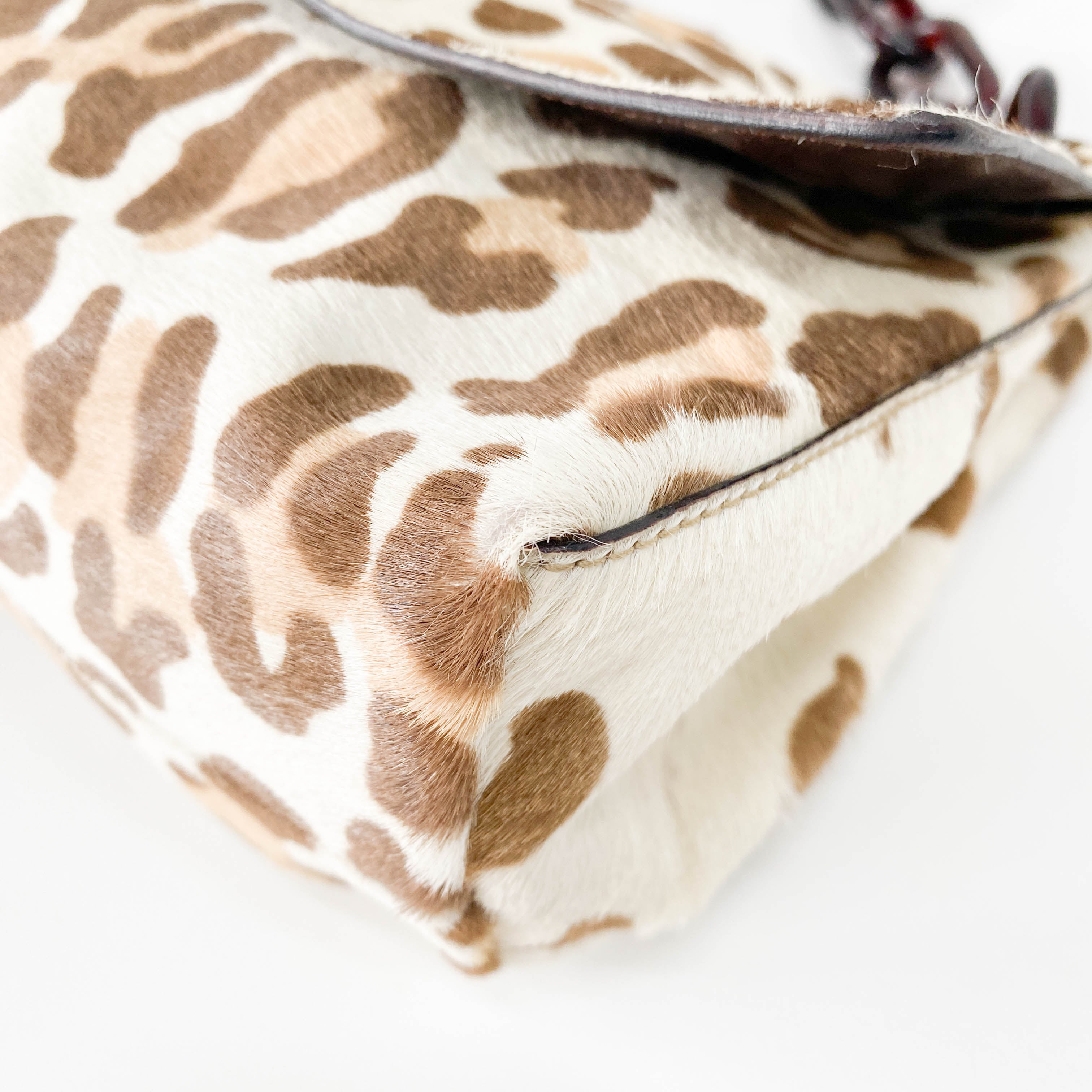 Leopard Print Pony Hair Chain Shoulder Bag