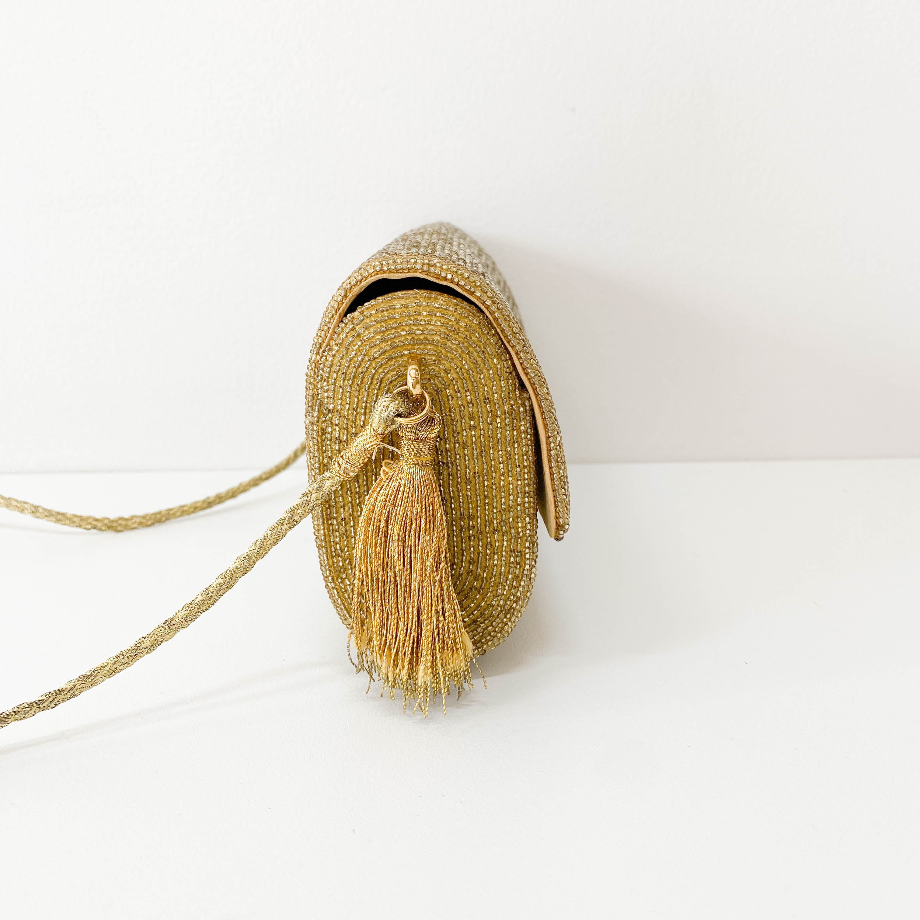 Vintage Gold Beaded Shoulder Bag