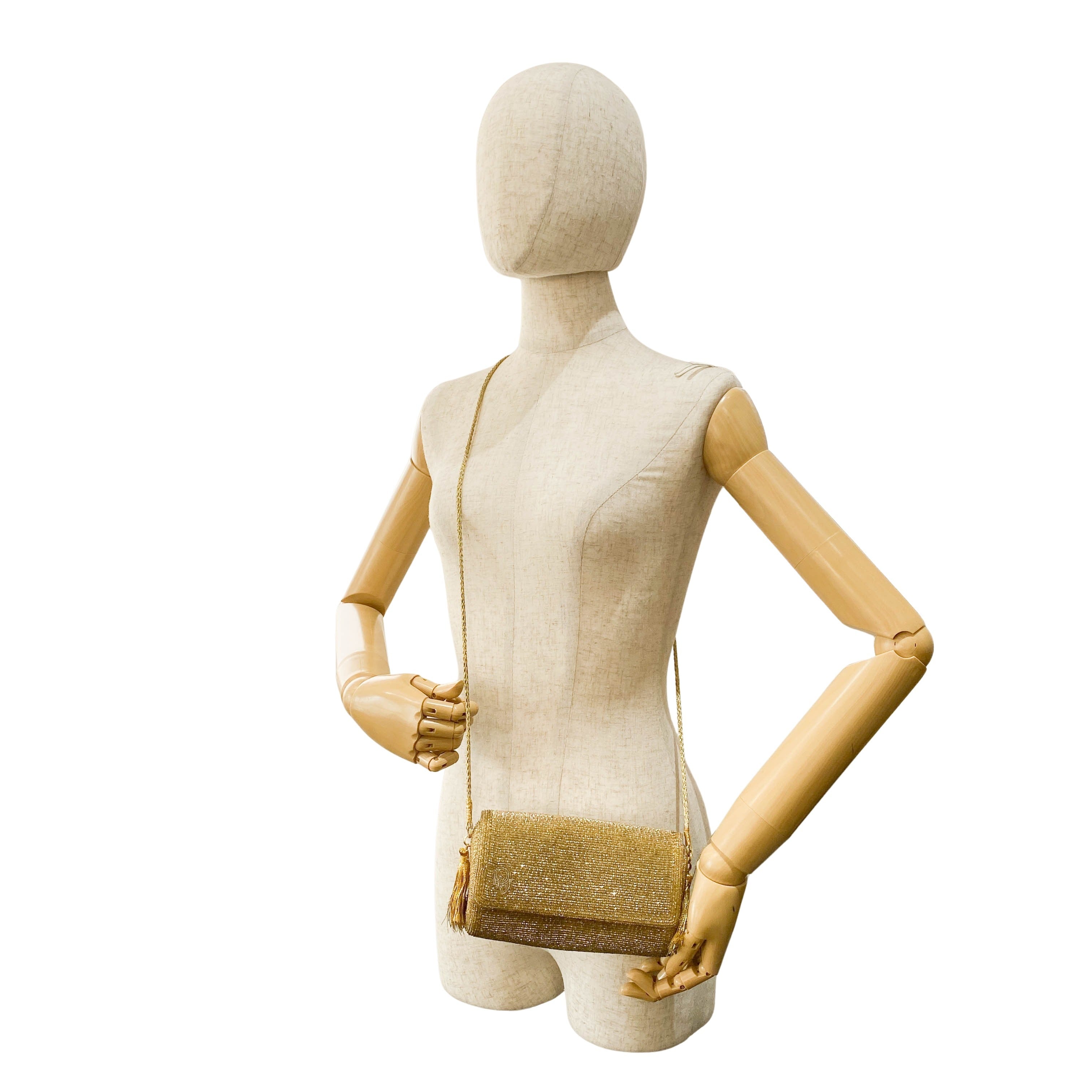 Vintage Gold Beaded Shoulder Bag