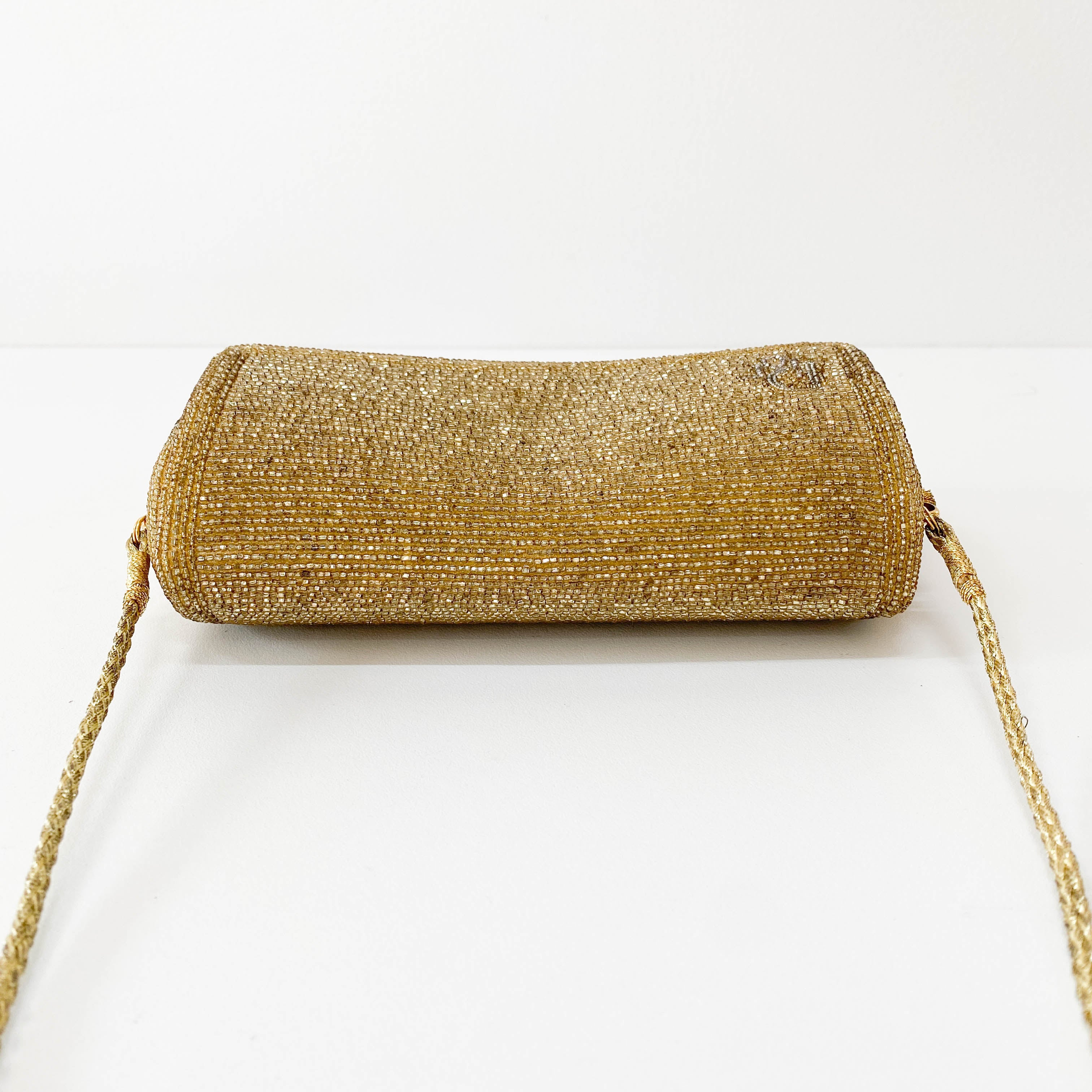 Vintage Gold Beaded Shoulder Bag