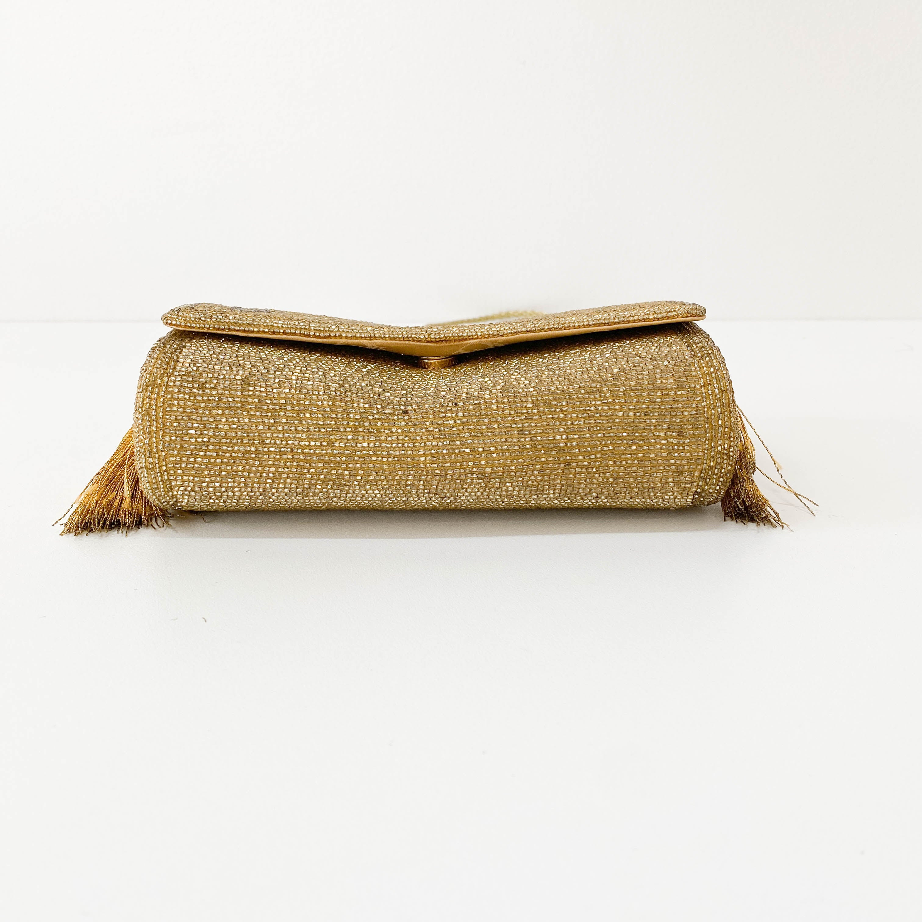 Vintage Gold Beaded Shoulder Bag