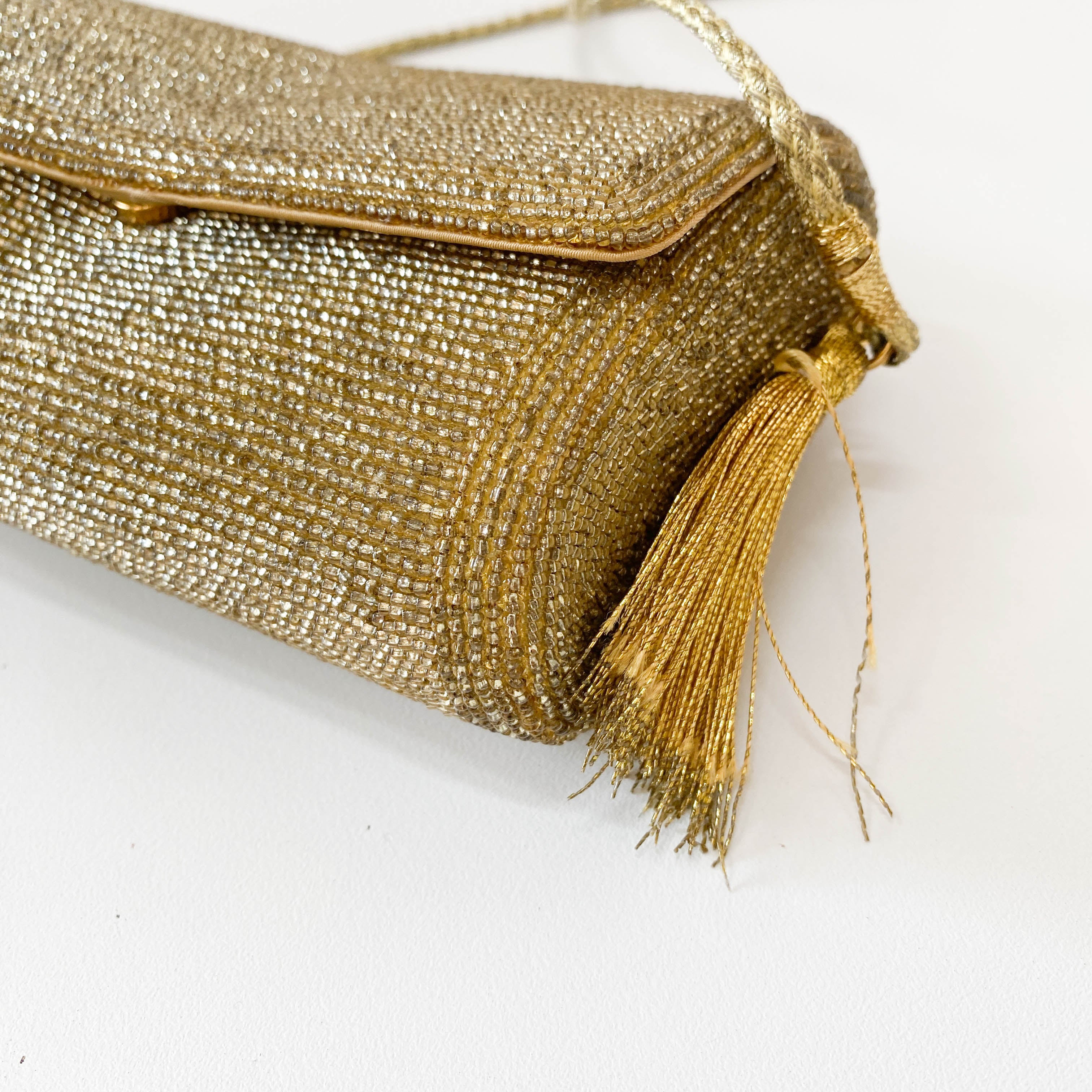 Vintage Gold Beaded Shoulder Bag