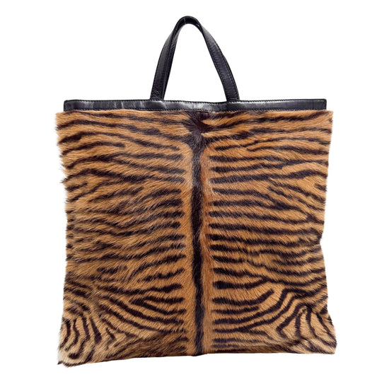 Brown Animal Print Pony Hair Handbag