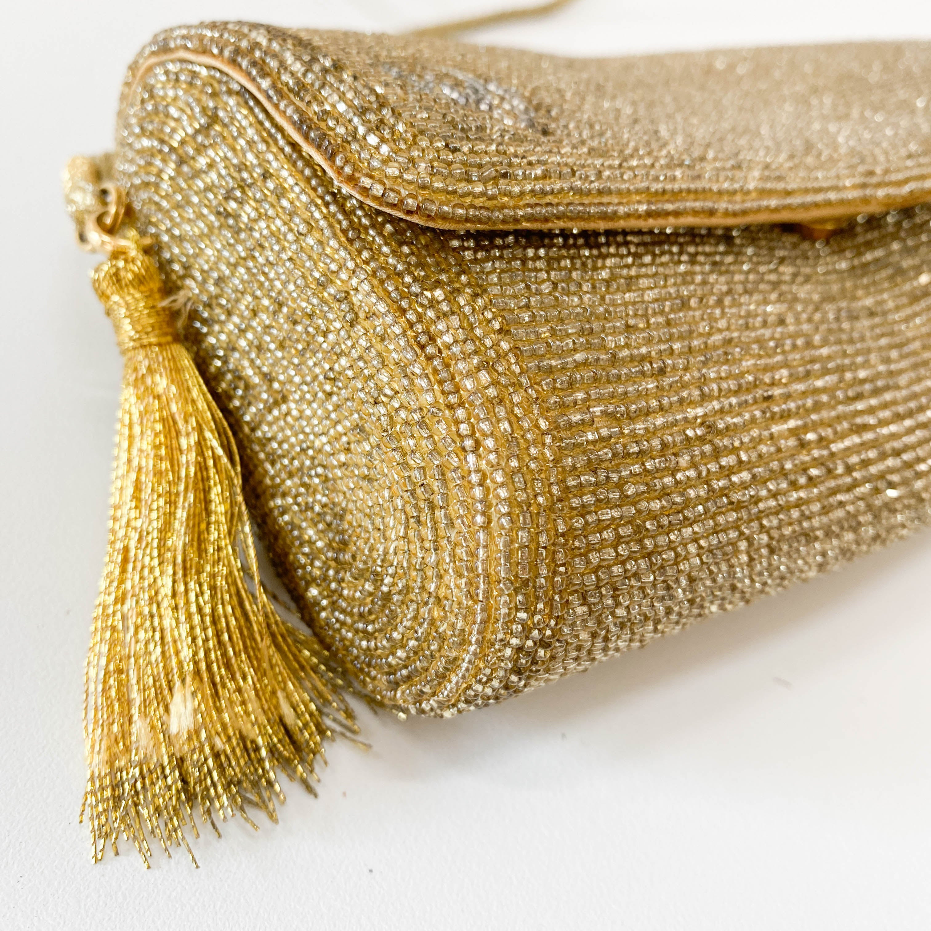 Vintage Gold Beaded Shoulder Bag