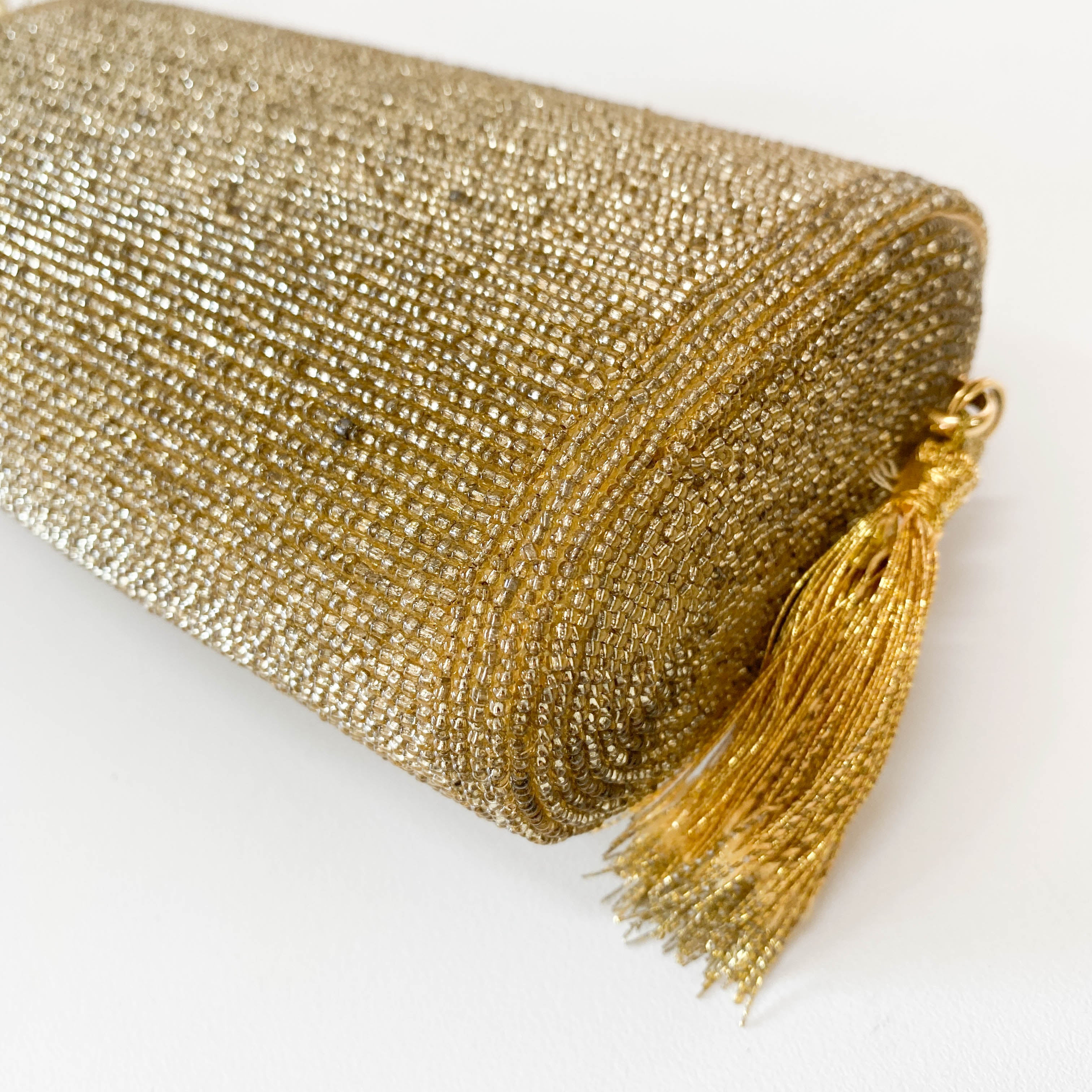 Vintage Gold Beaded Shoulder Bag