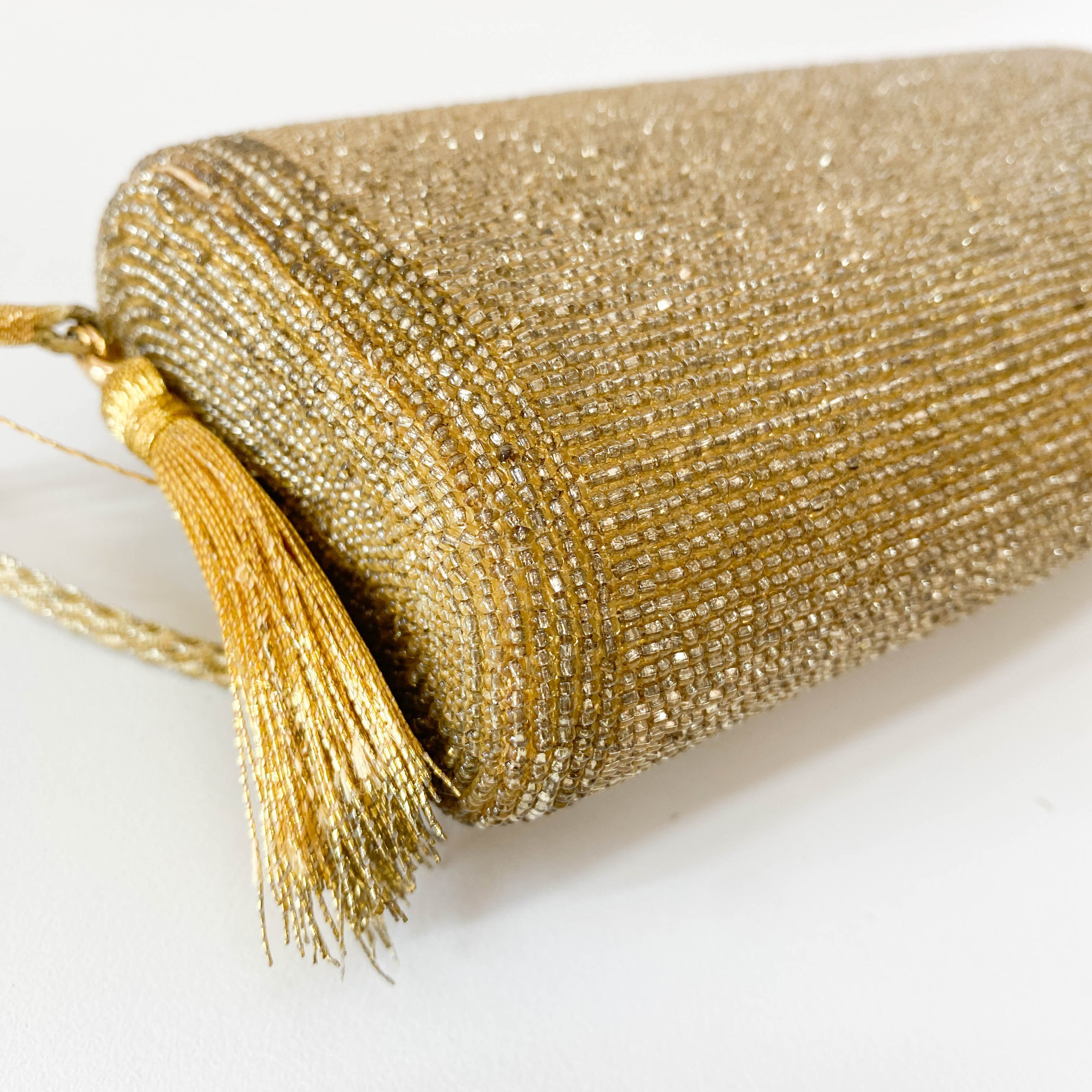 Vintage Gold Beaded Shoulder Bag