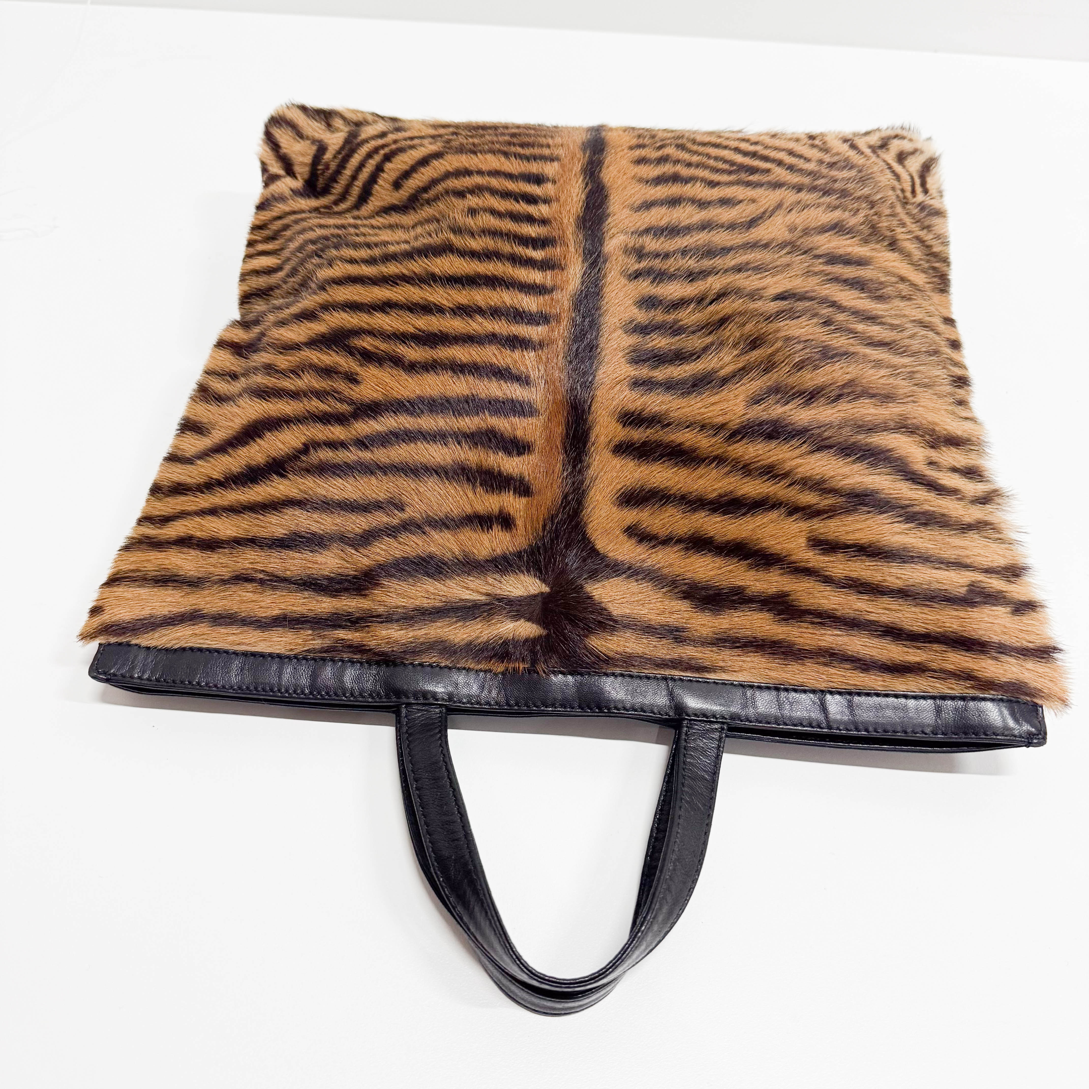 Brown Animal Print Pony Hair Handbag