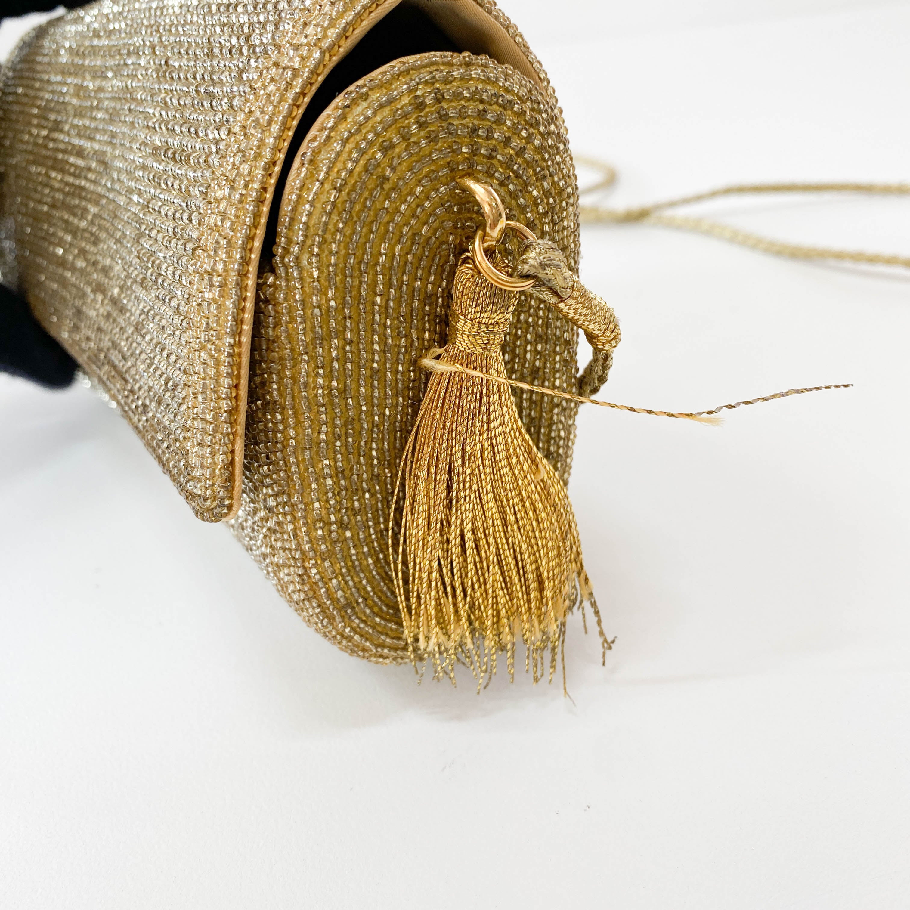 Vintage Gold Beaded Shoulder Bag