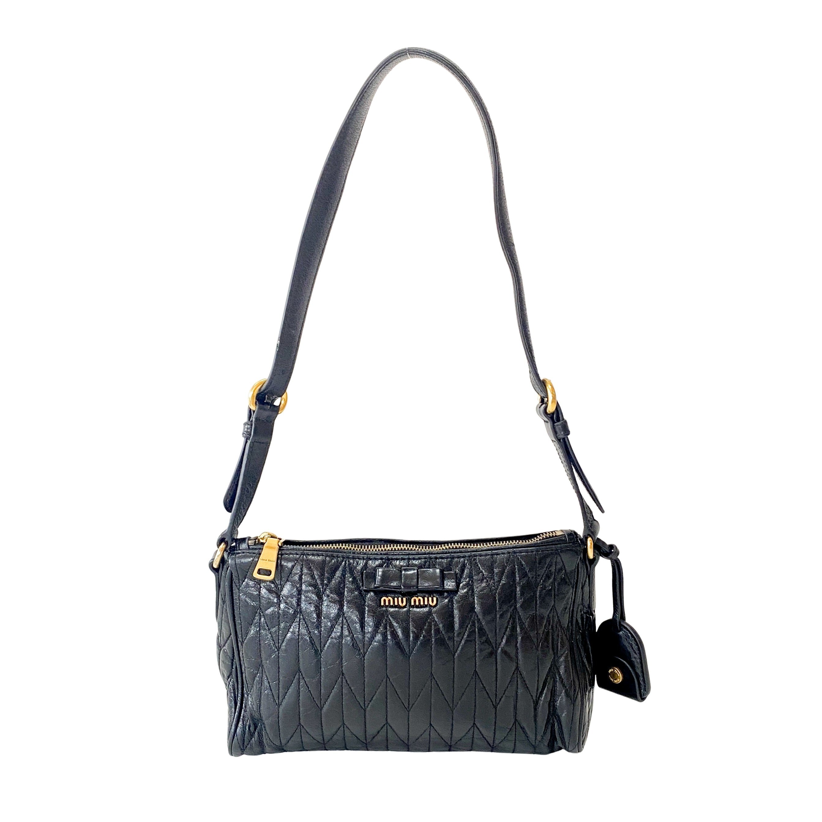 Black Vitello Matelasse Pochette
