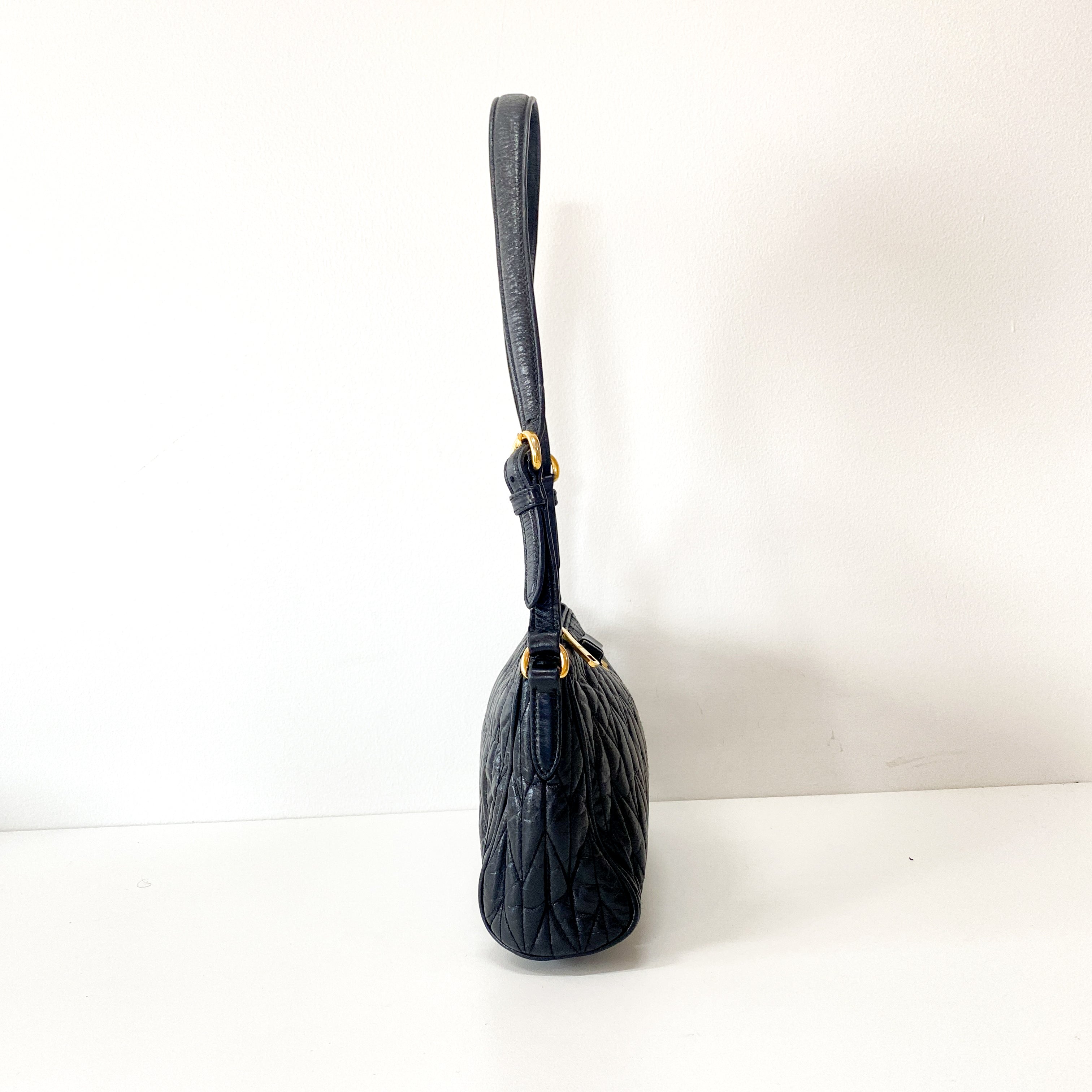 Black Vitello Matelasse Pochette