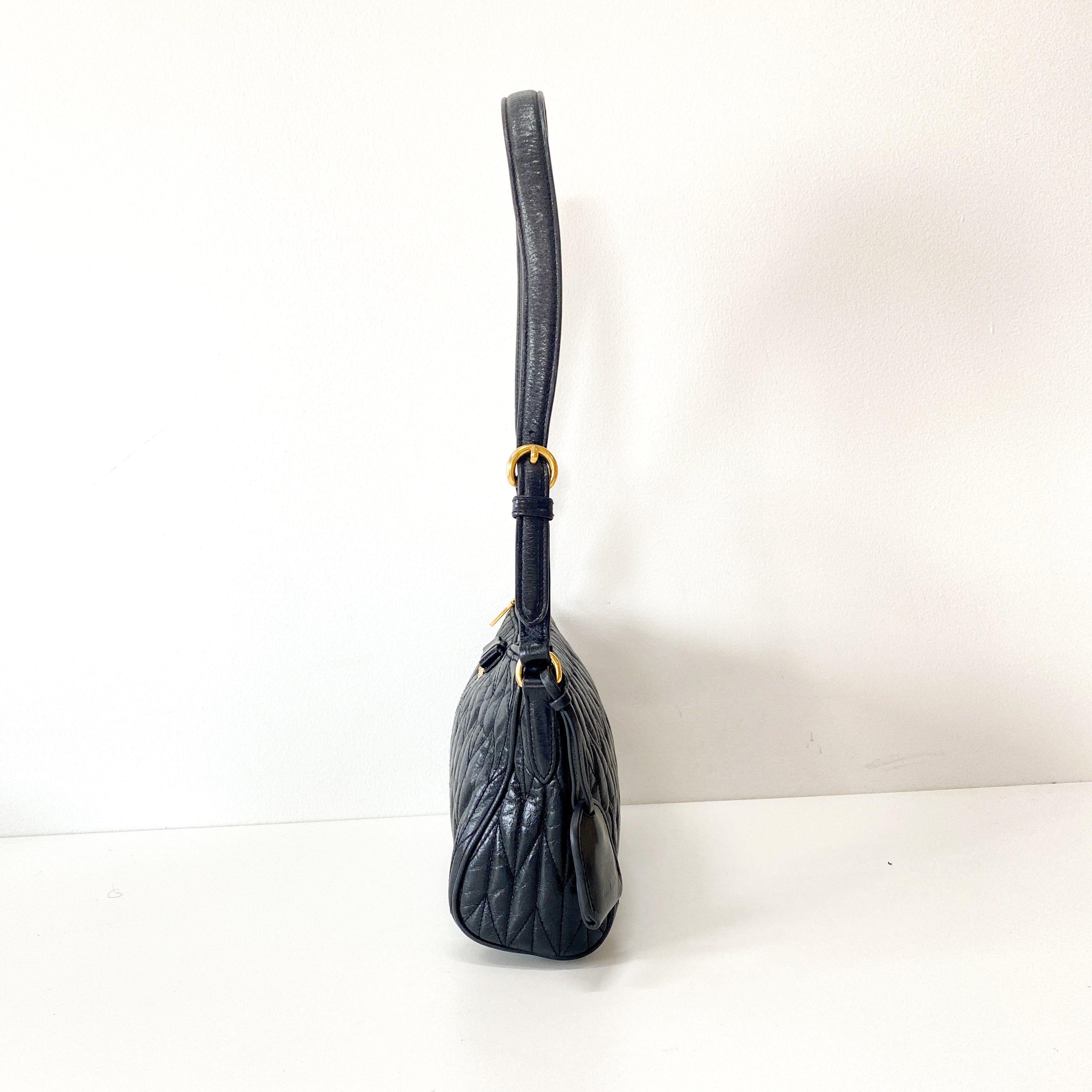 Black Vitello Matelasse Pochette