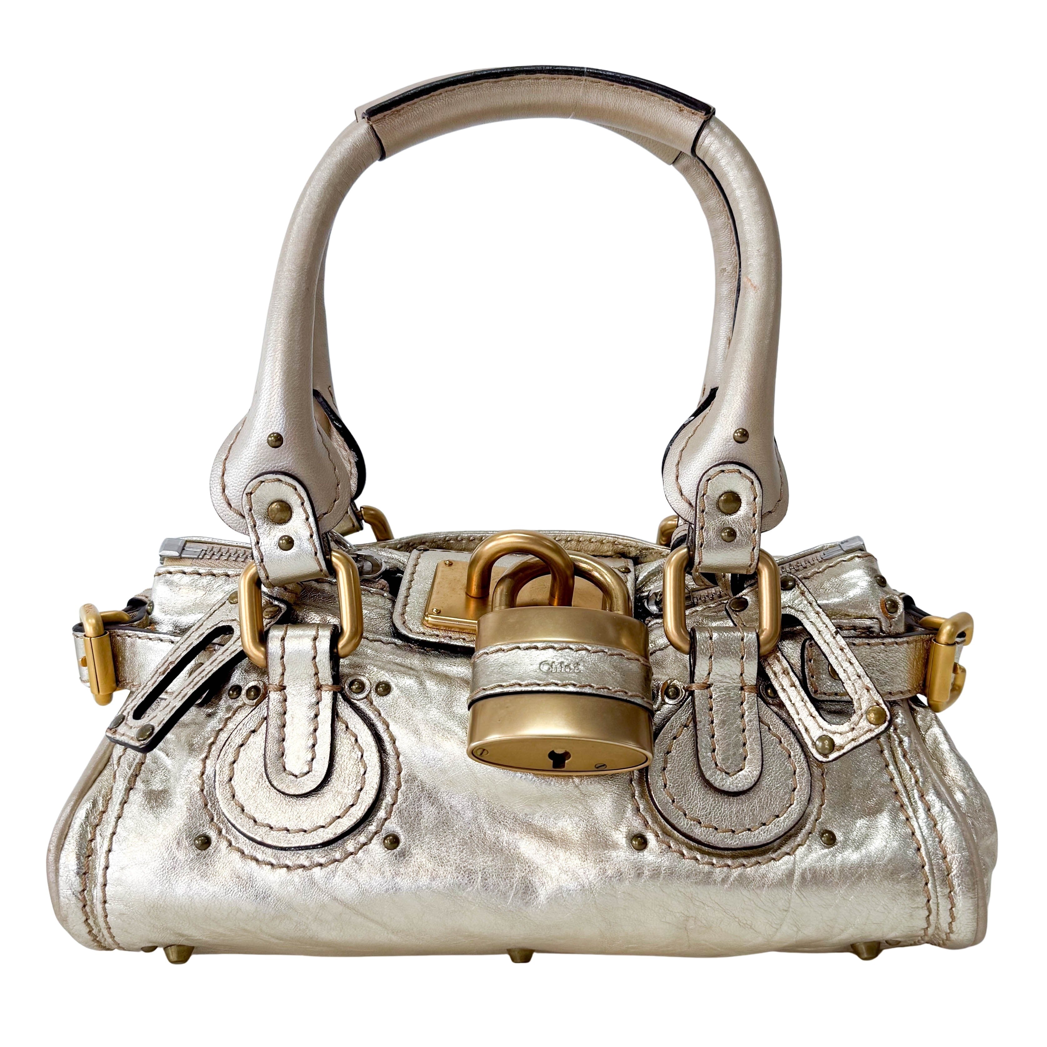 Mini Paddington Gold Leather Handbag