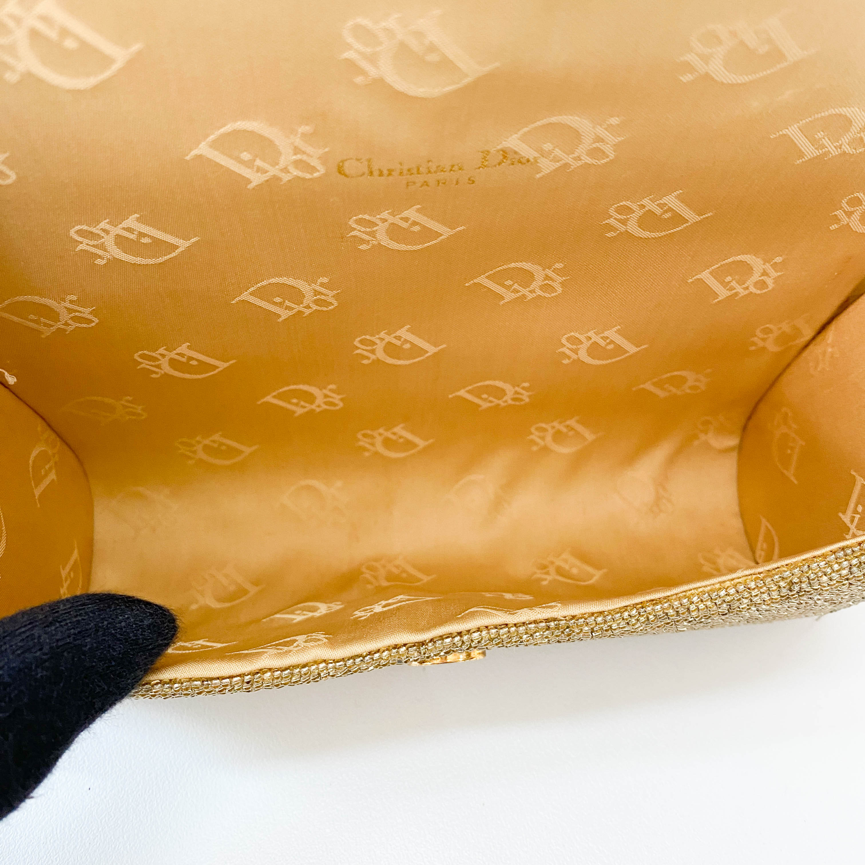 Vintage Gold Beaded Shoulder Bag