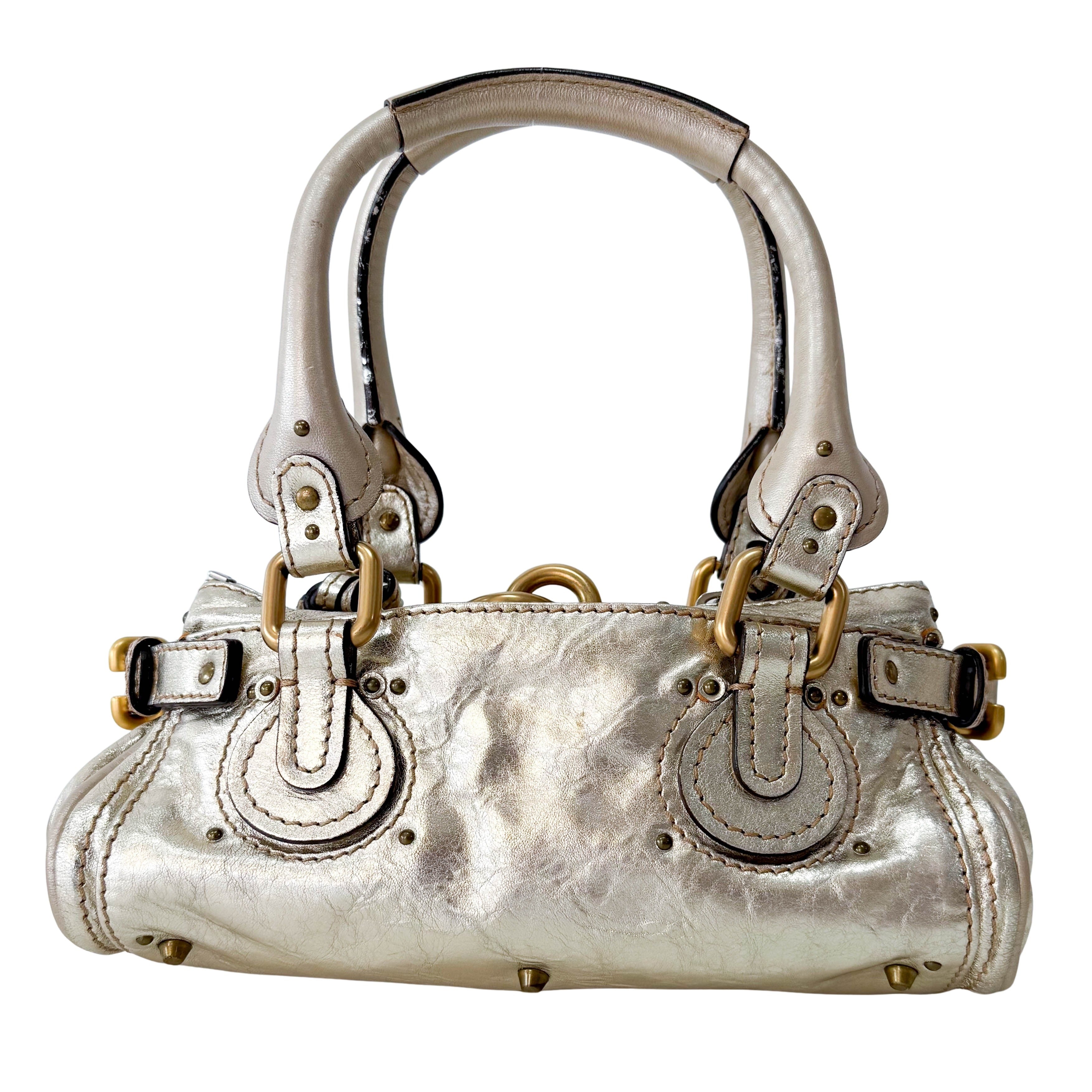 Mini Paddington Gold Leather Handbag