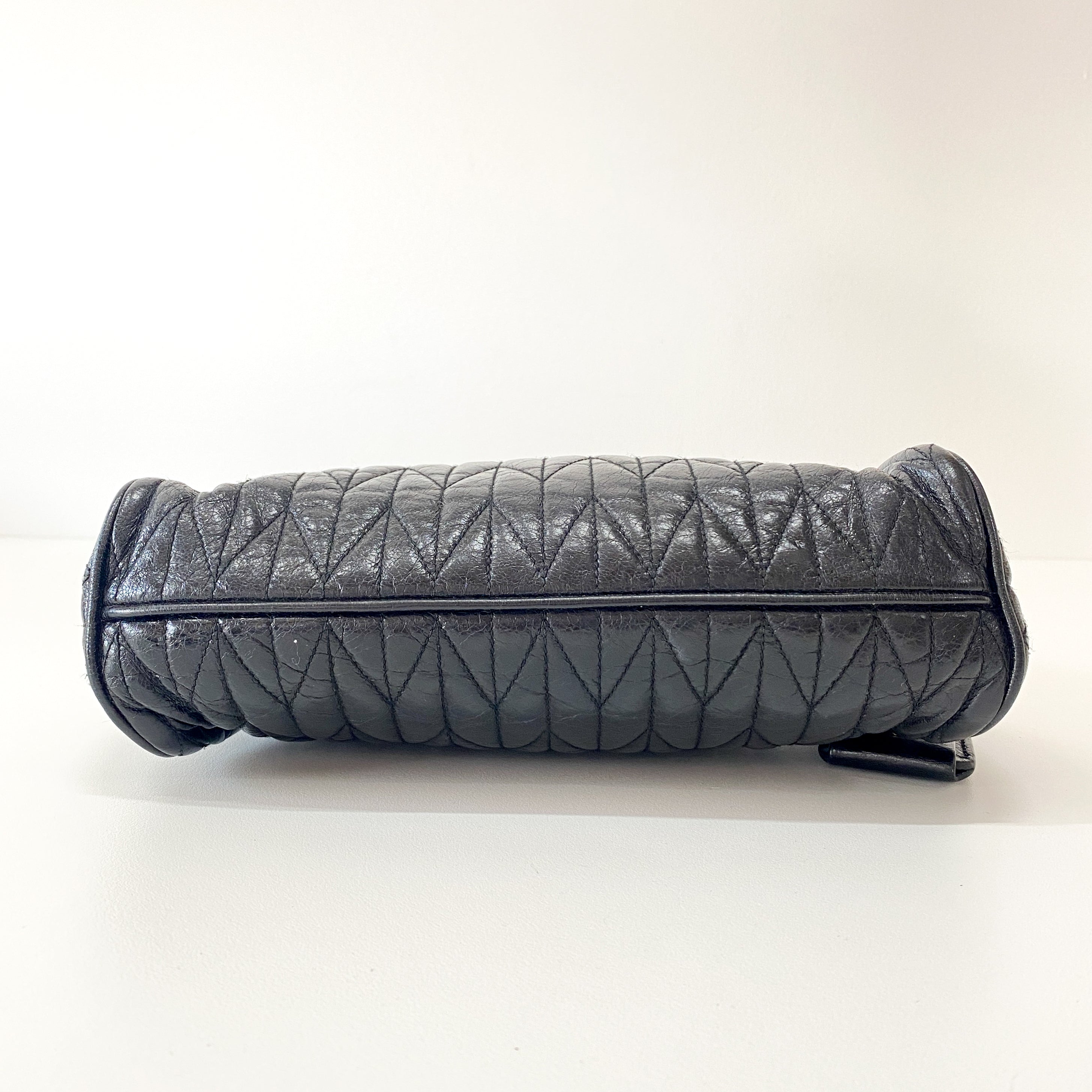 Black Vitello Matelasse Pochette