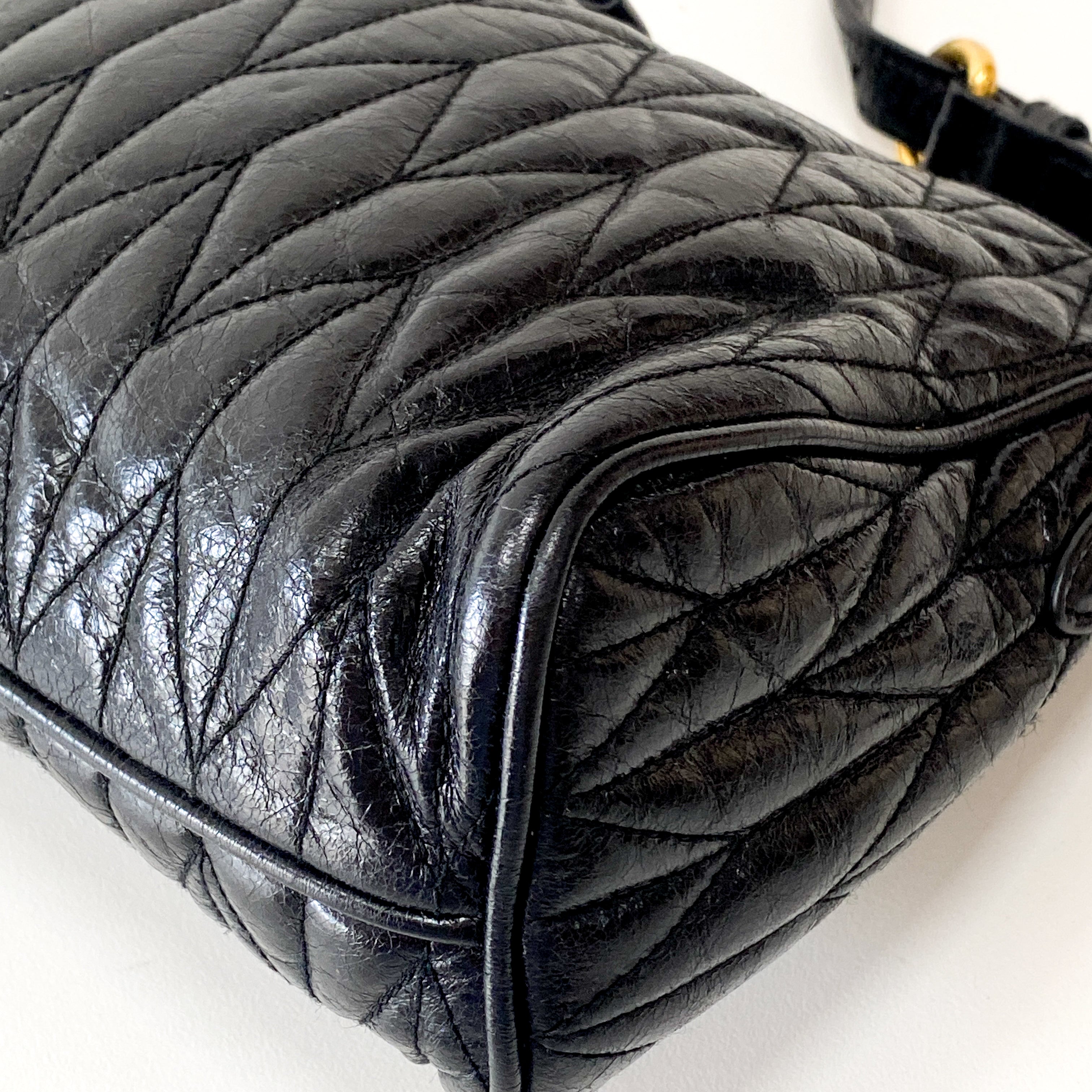 Black Vitello Matelasse Pochette