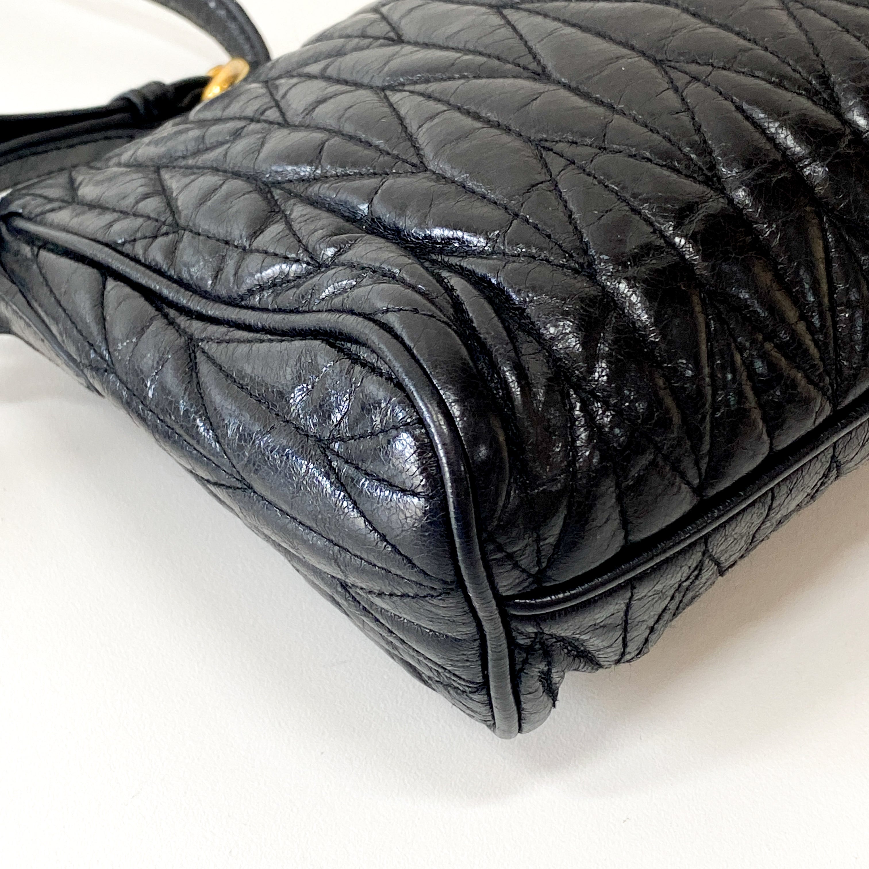 Black Vitello Matelasse Pochette