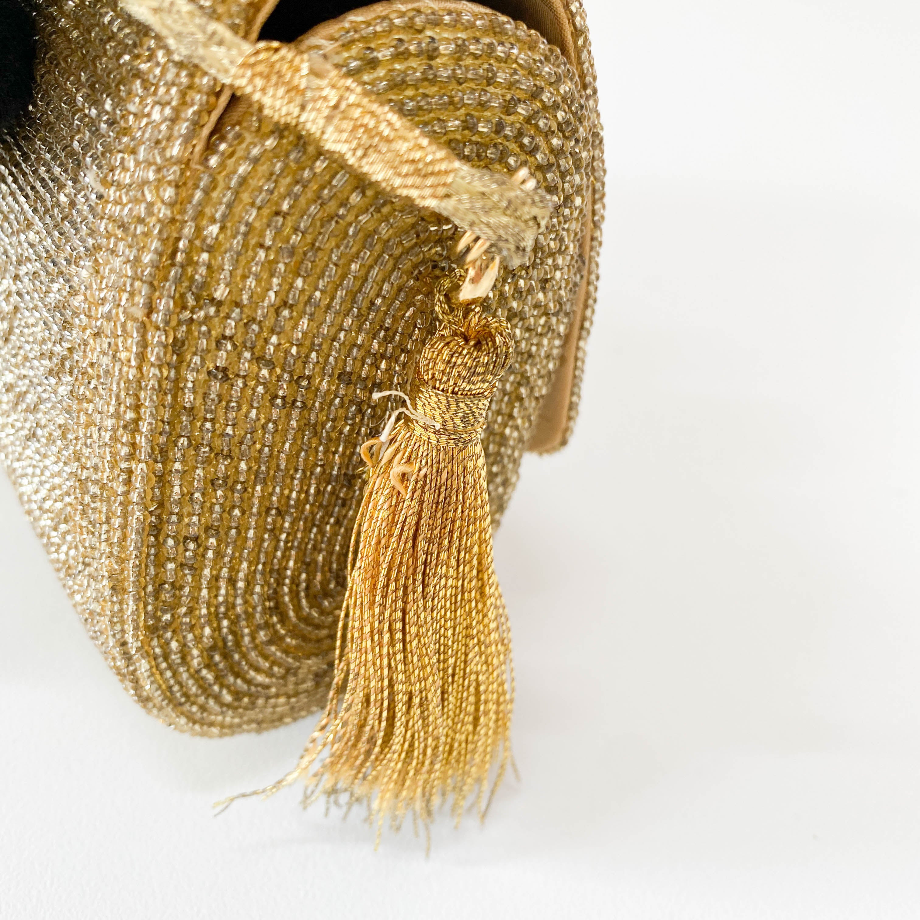 Vintage Gold Beaded Shoulder Bag