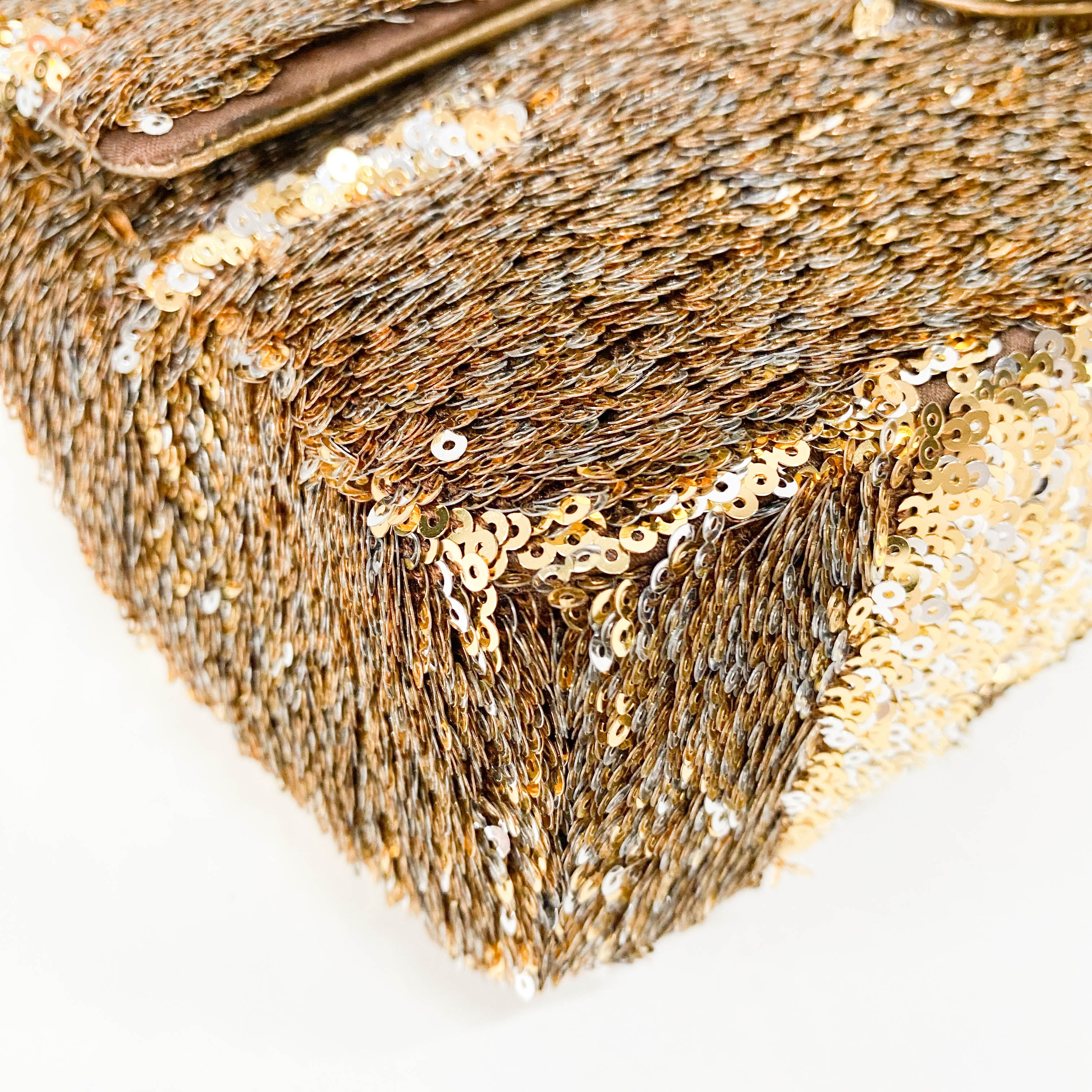 Timeless Classic Single Flap Gold Sequin Chain Shoulder Bag