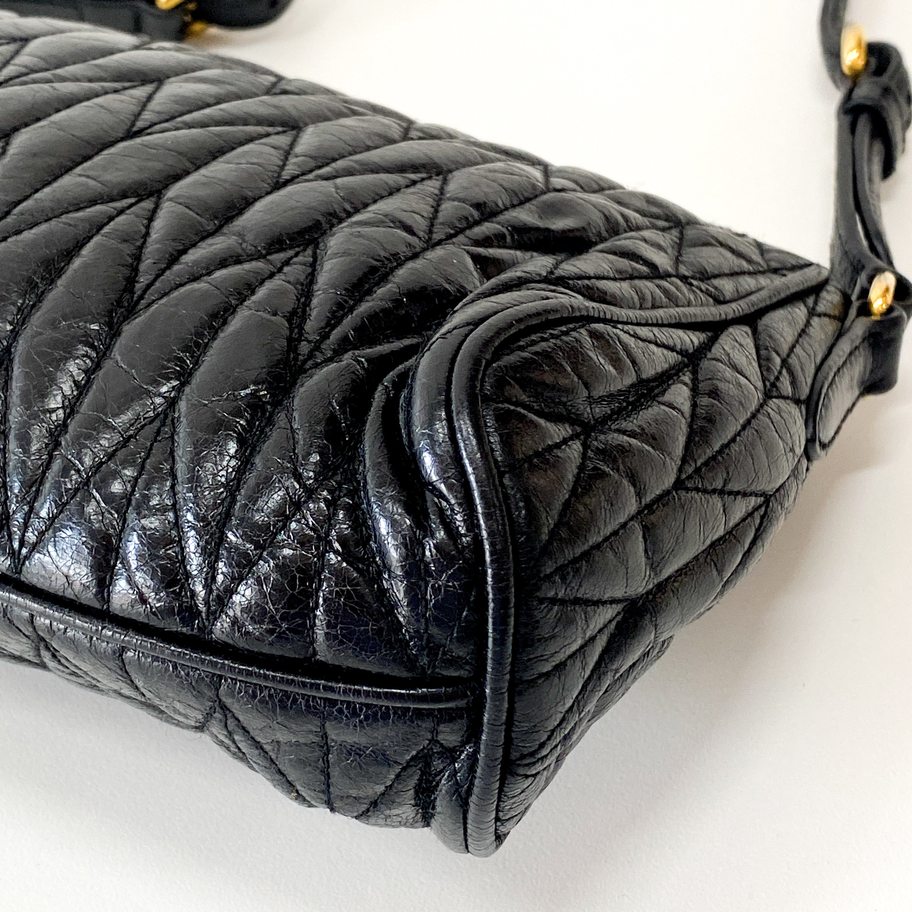 Black Vitello Matelasse Pochette