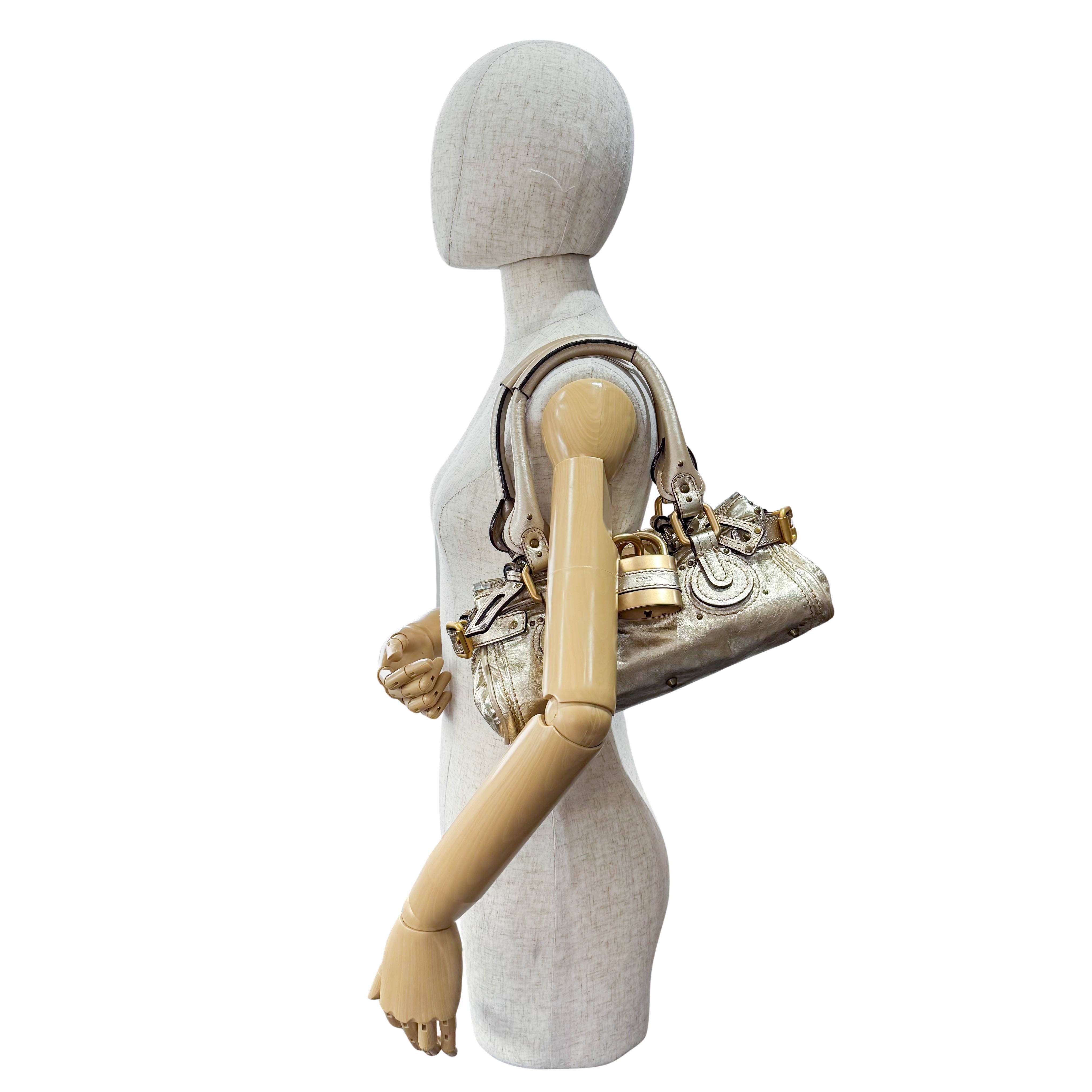 Mini Paddington Gold Leather Handbag