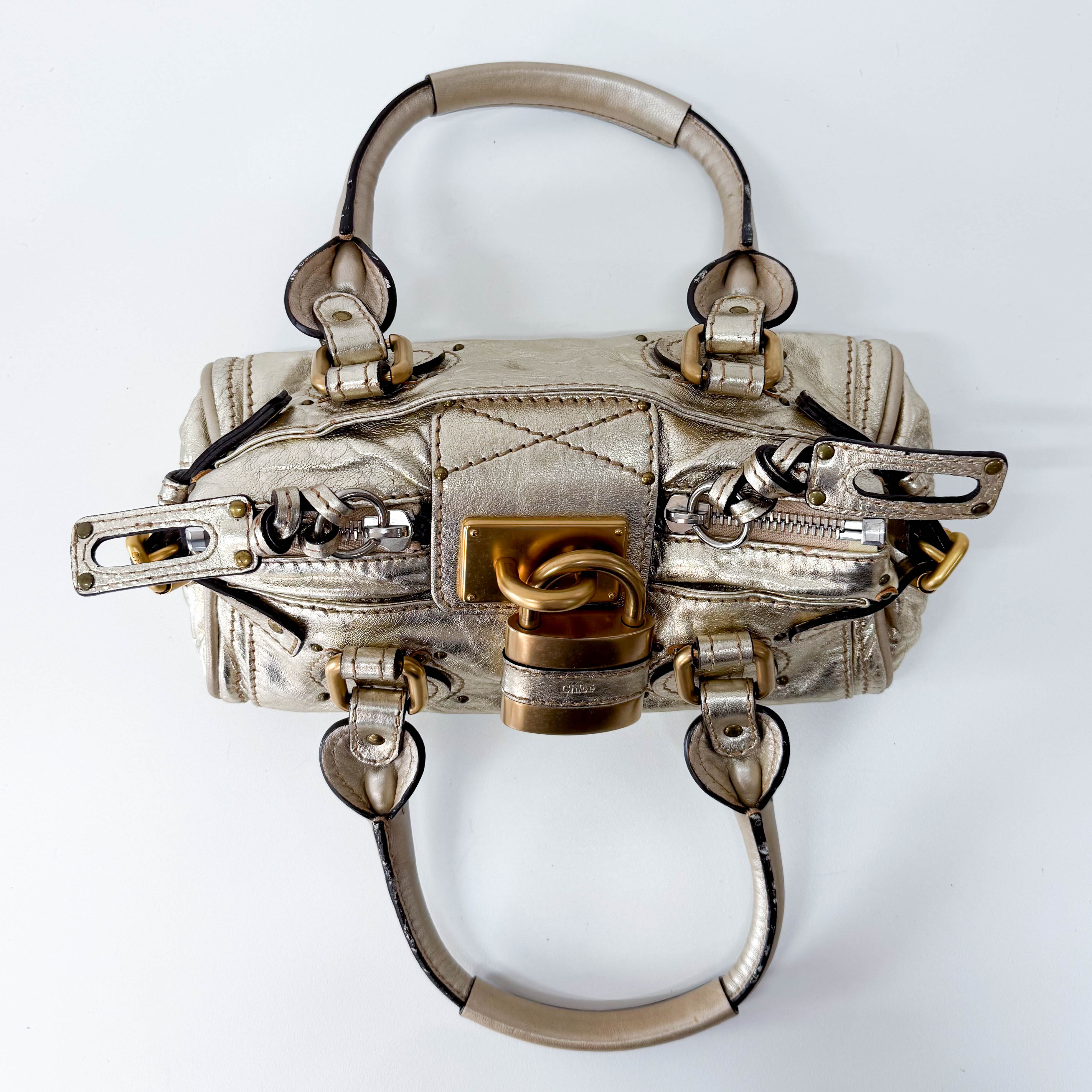 Mini Paddington Gold Leather Handbag