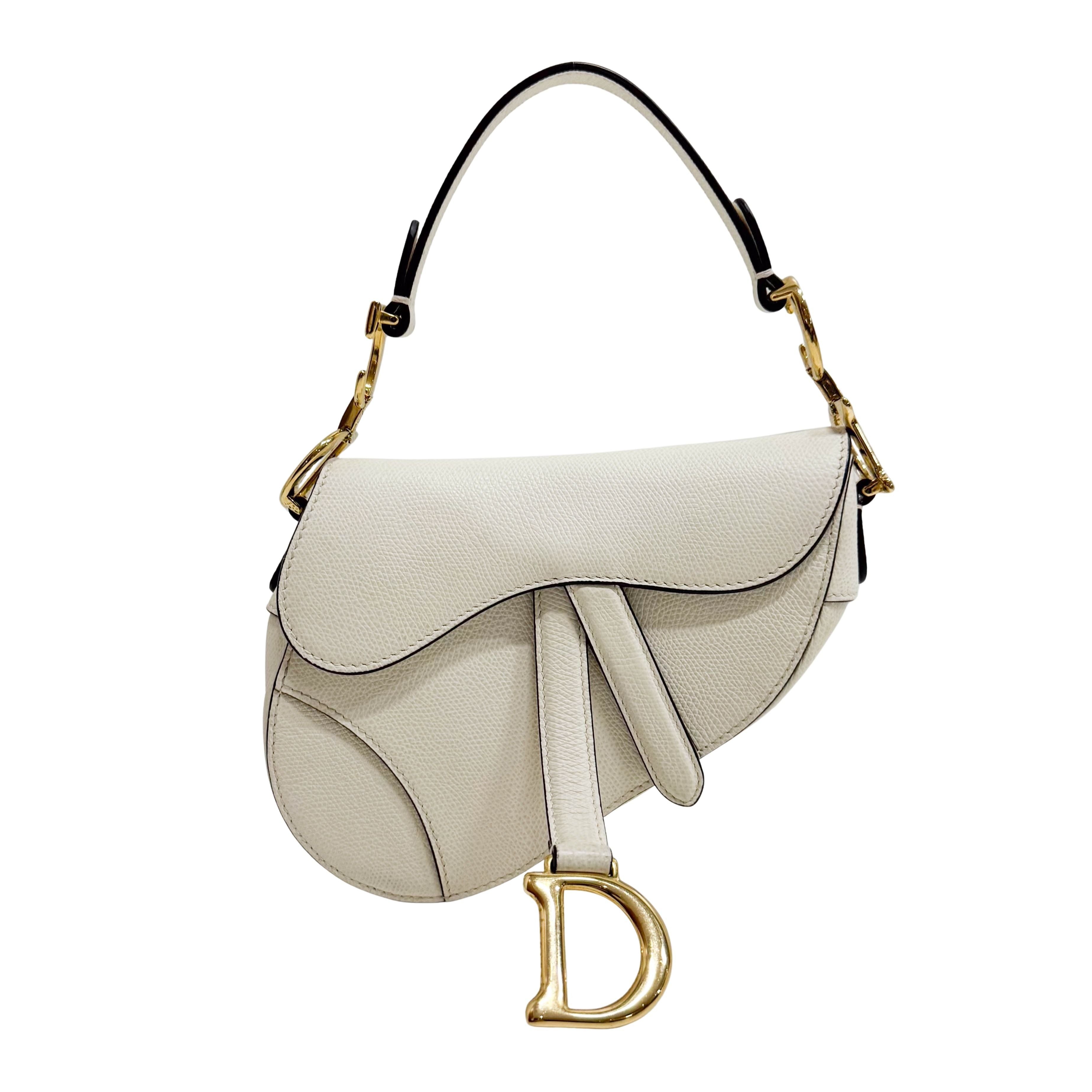 Saddle White Leather Shoulder Bag
