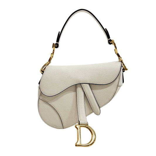 Saddle White Leather Shoulder Bag
