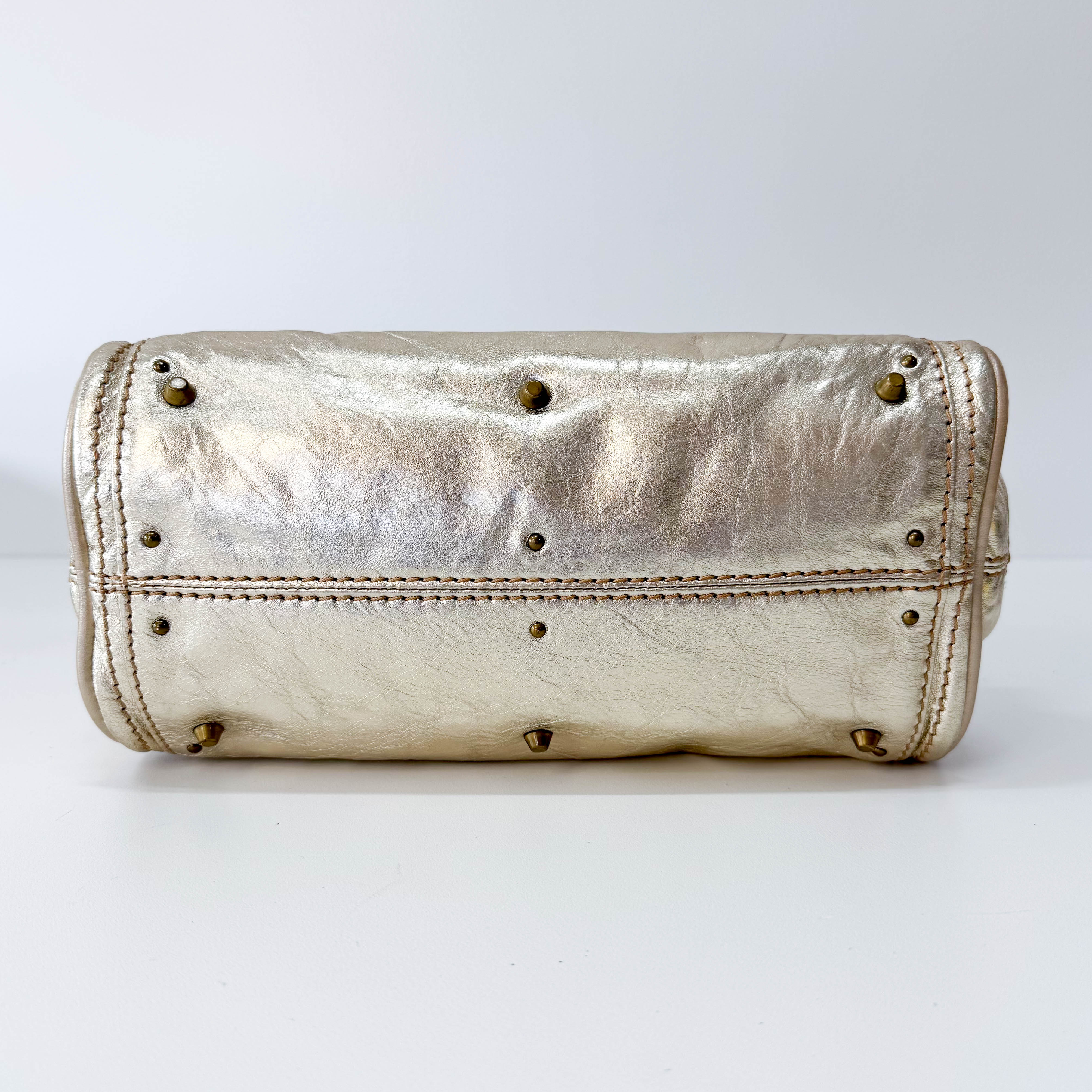 Mini Paddington Gold Leather Handbag