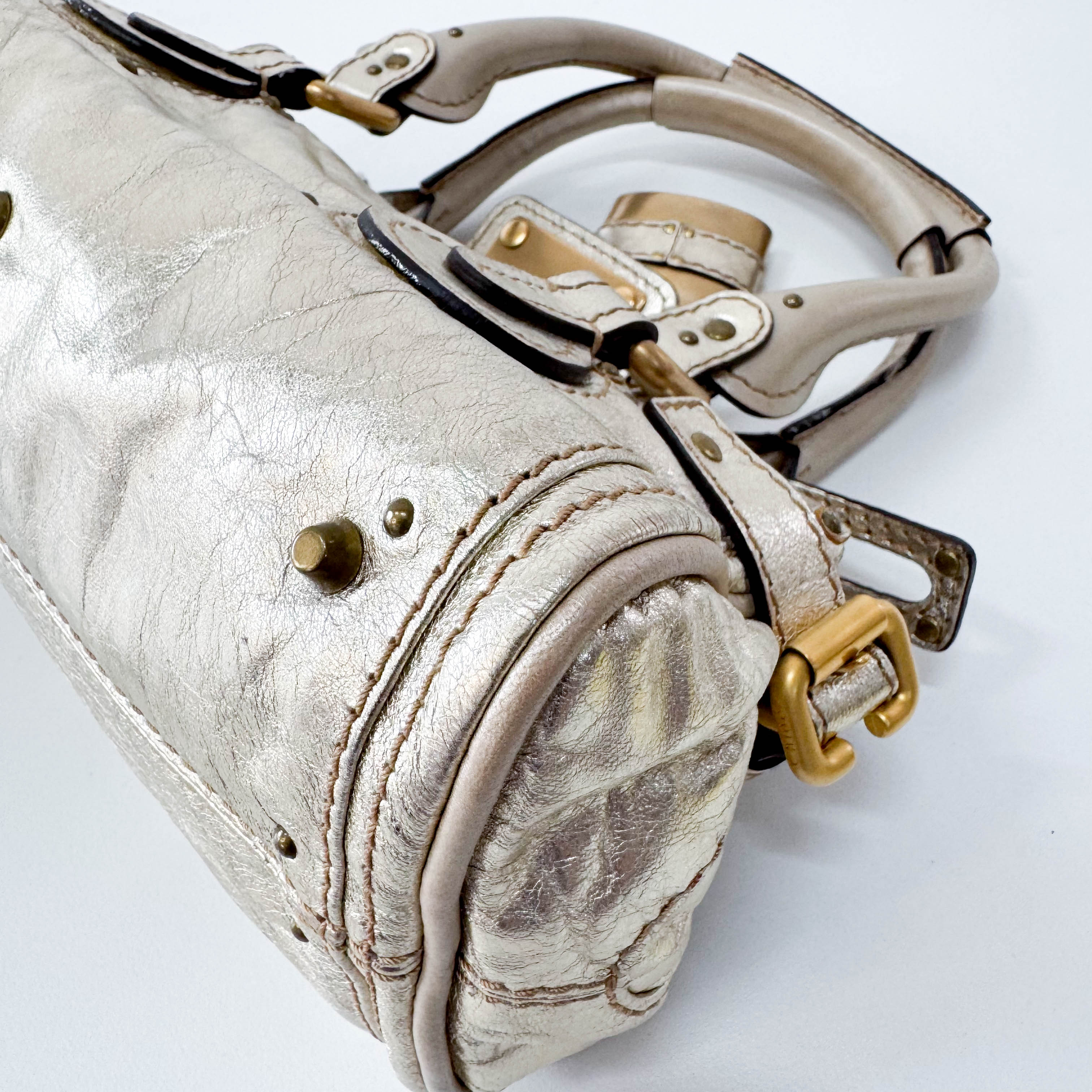 Mini Paddington Gold Leather Handbag