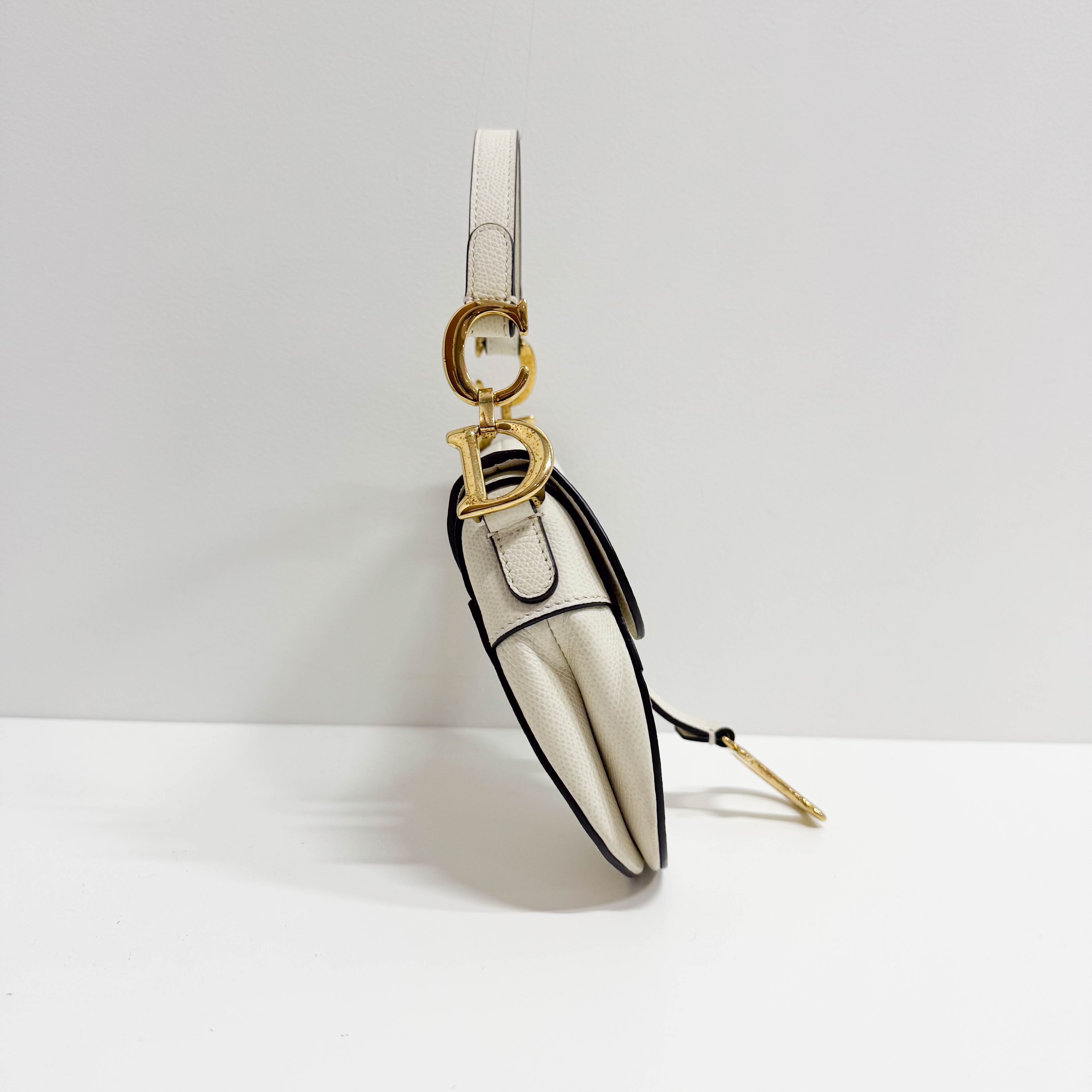 Saddle White Leather Shoulder Bag