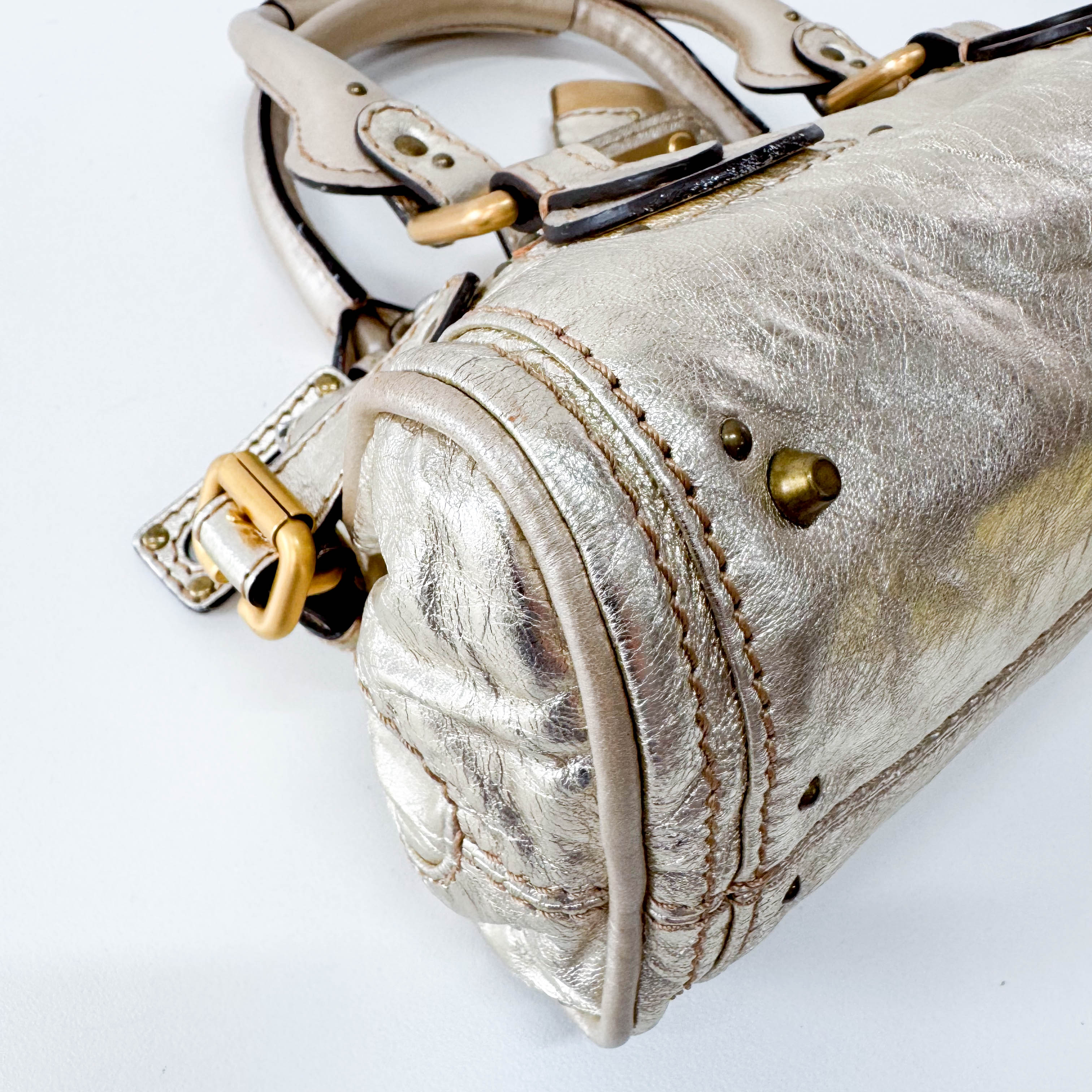 Mini Paddington Gold Leather Handbag