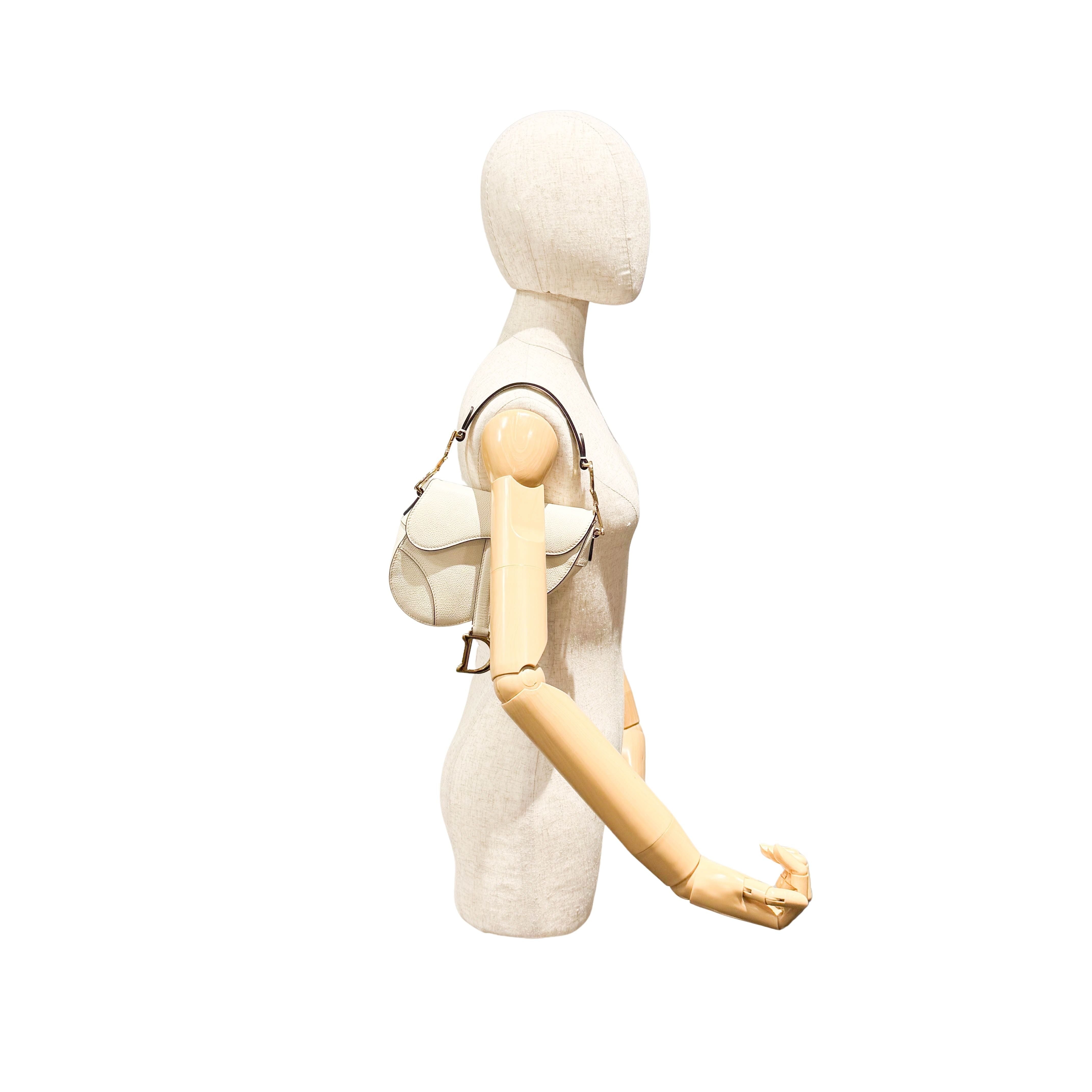 Saddle White Leather Shoulder Bag