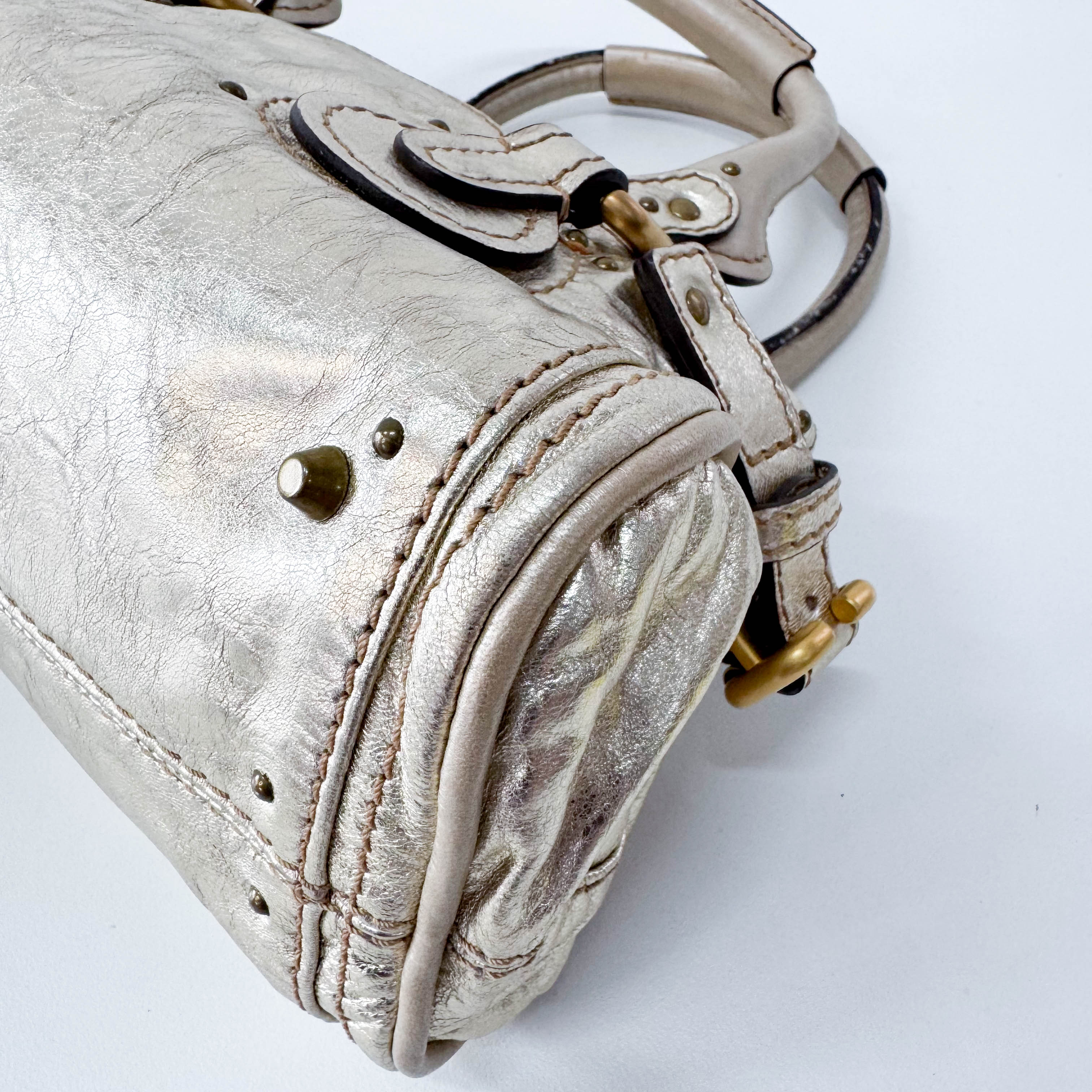 Mini Paddington Gold Leather Handbag