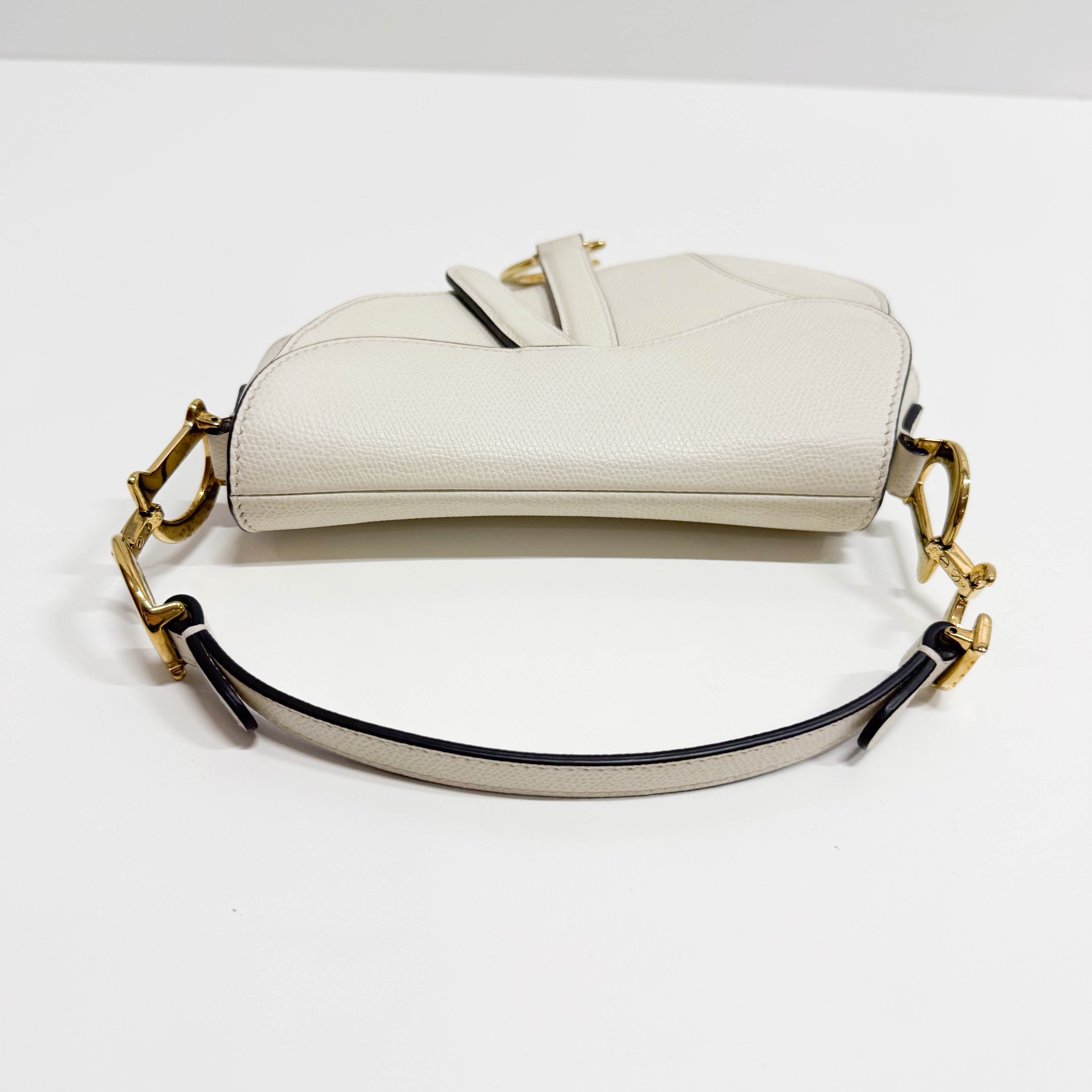 Saddle White Leather Shoulder Bag
