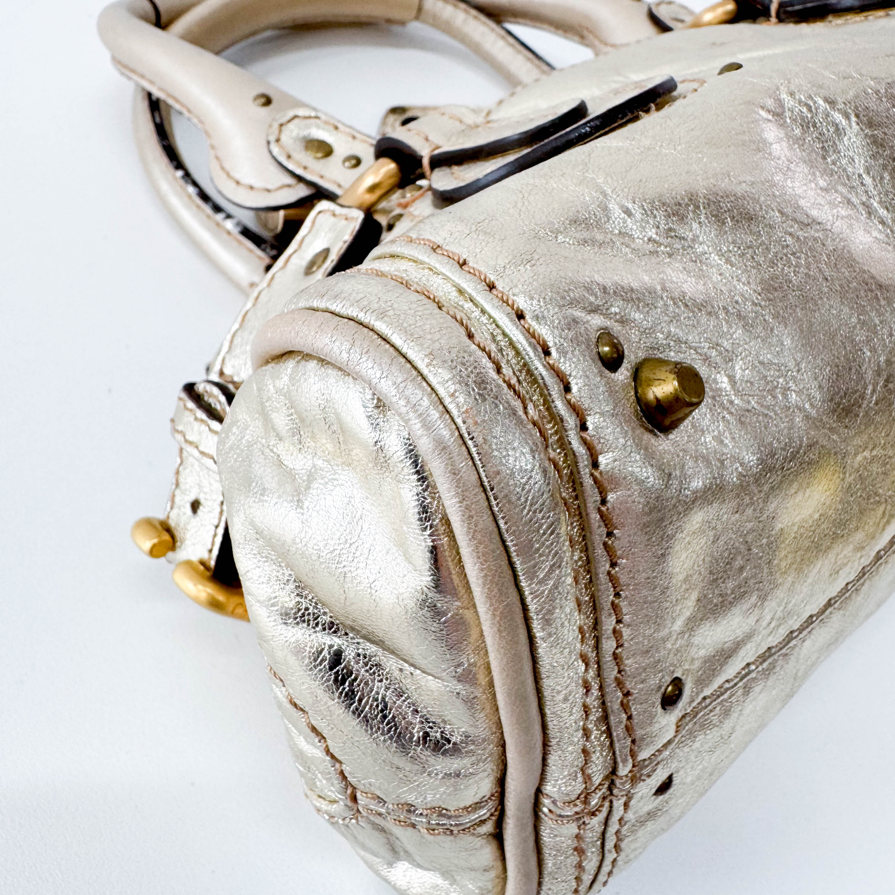 Mini Paddington Gold Leather Handbag