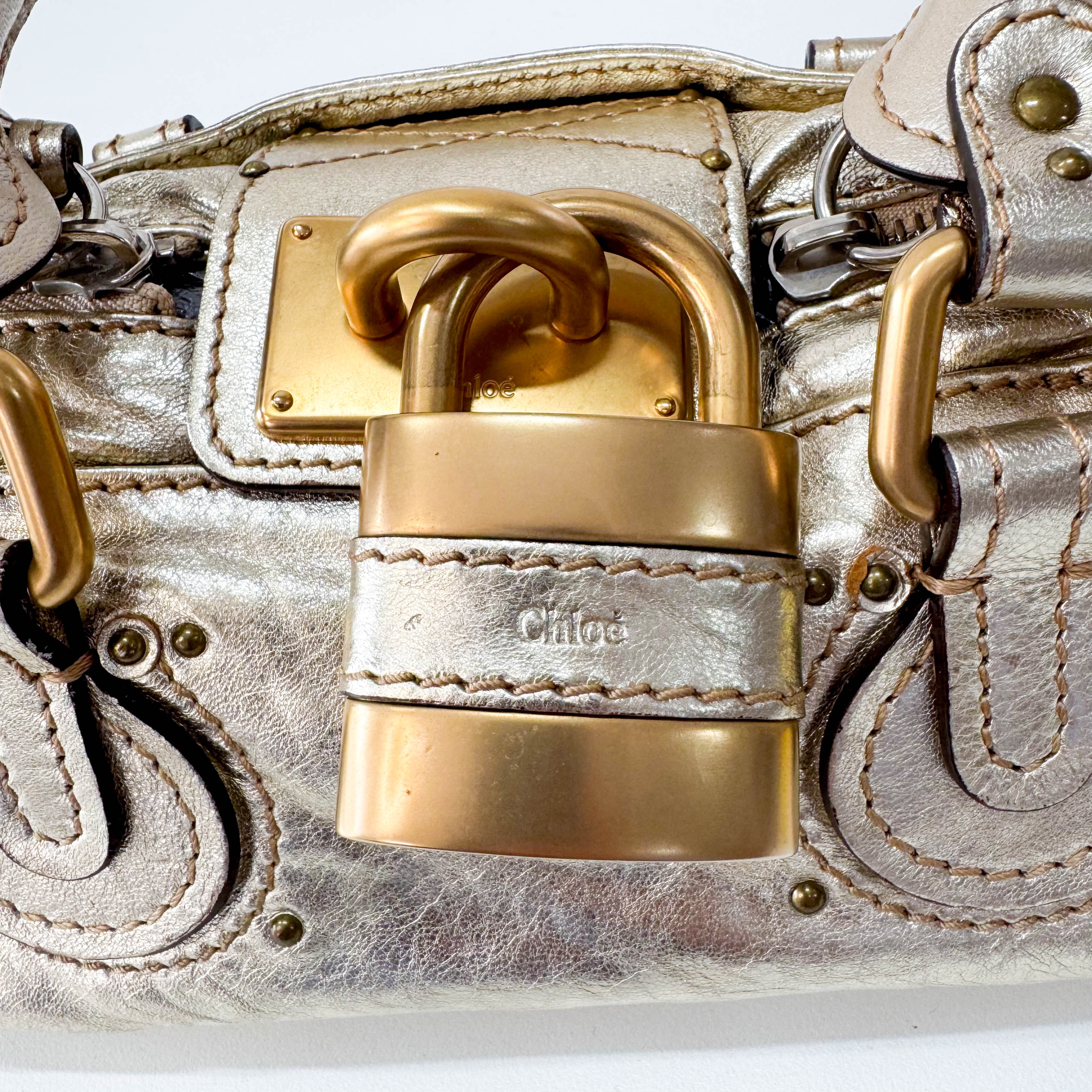 Mini Paddington Gold Leather Handbag