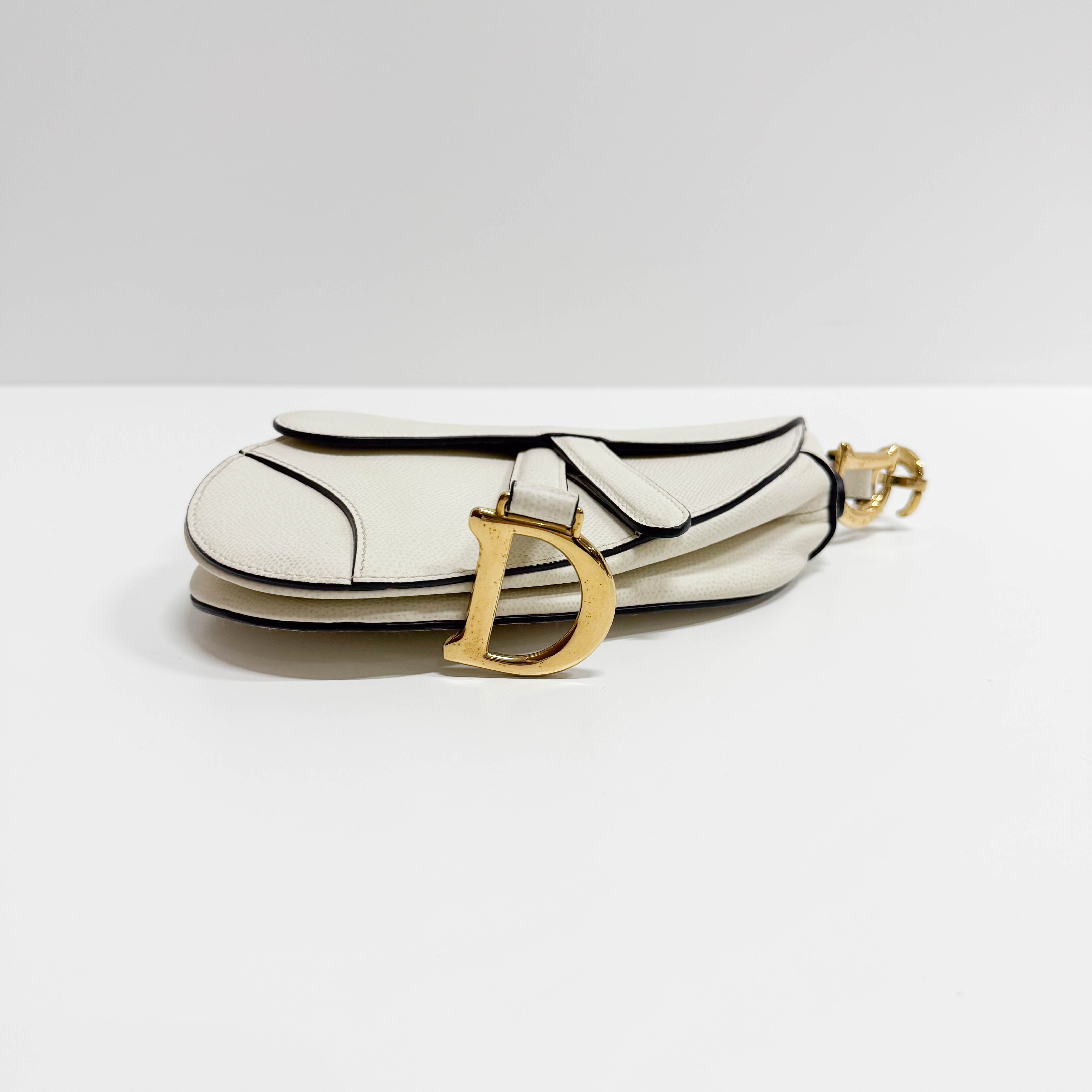 Saddle White Leather Shoulder Bag