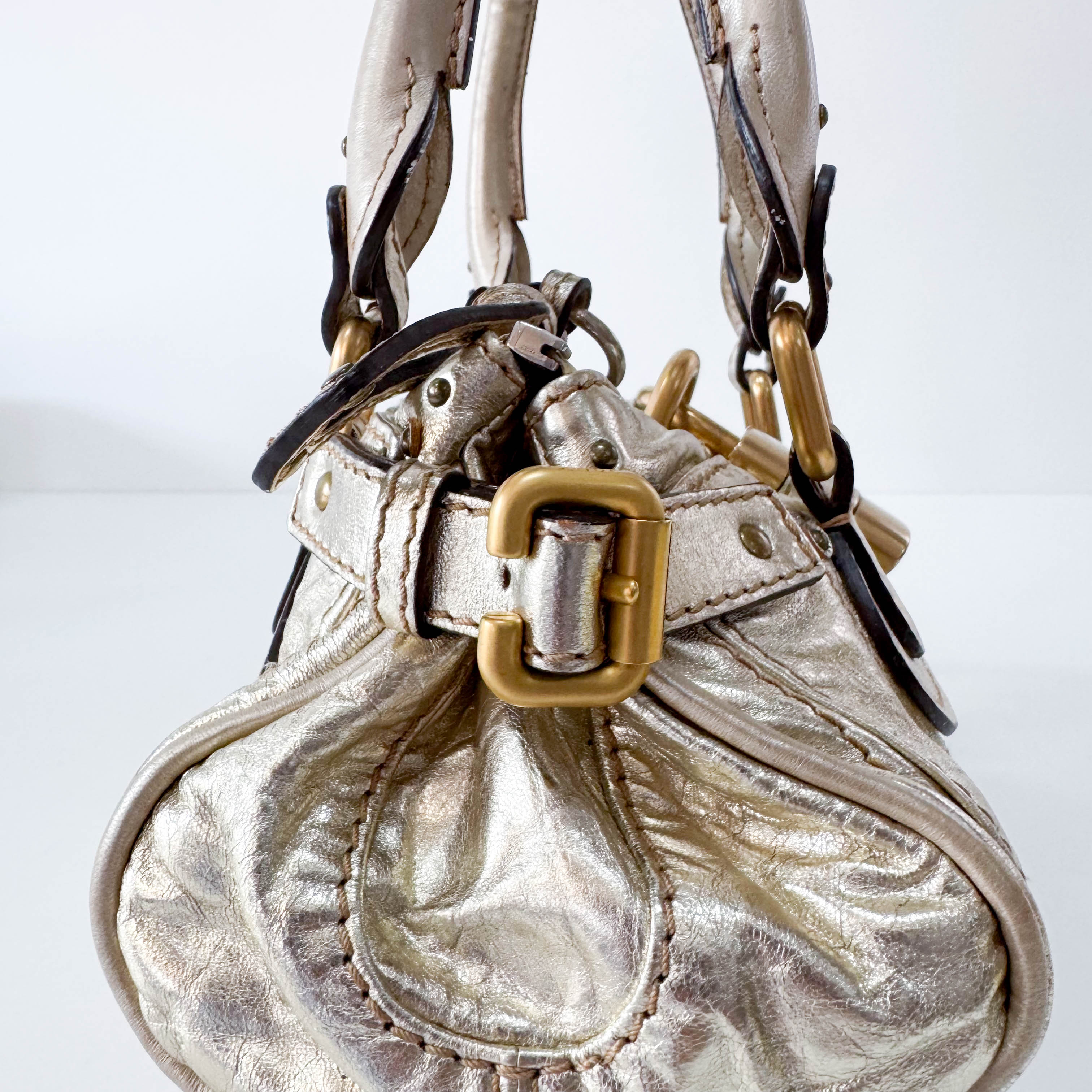 Mini Paddington Gold Leather Handbag