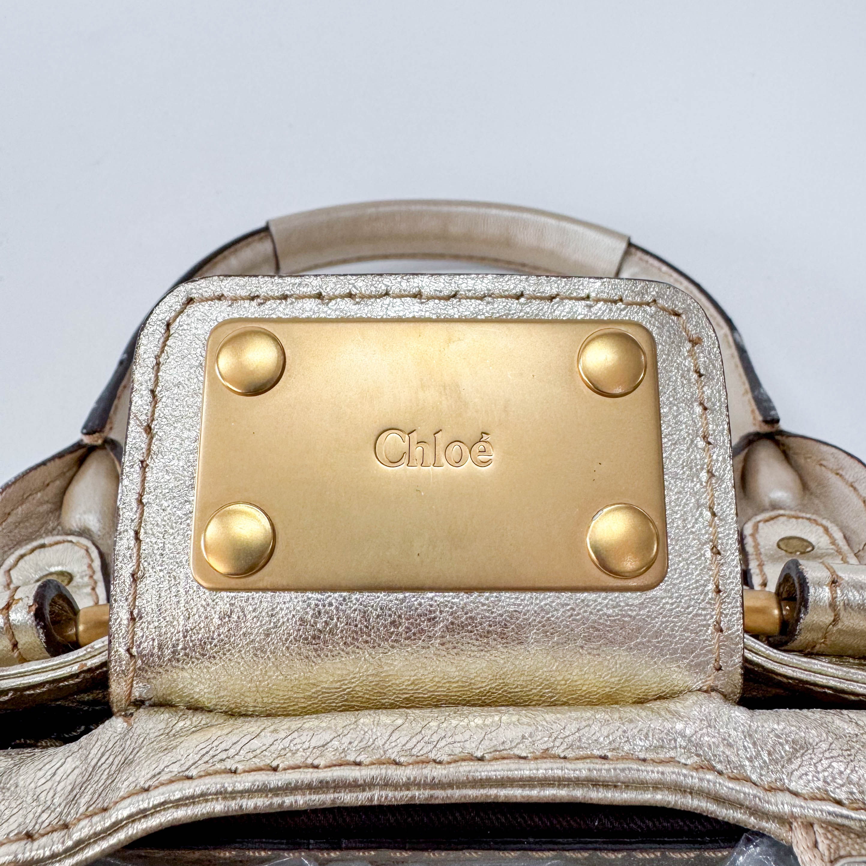 Mini Paddington Gold Leather Handbag