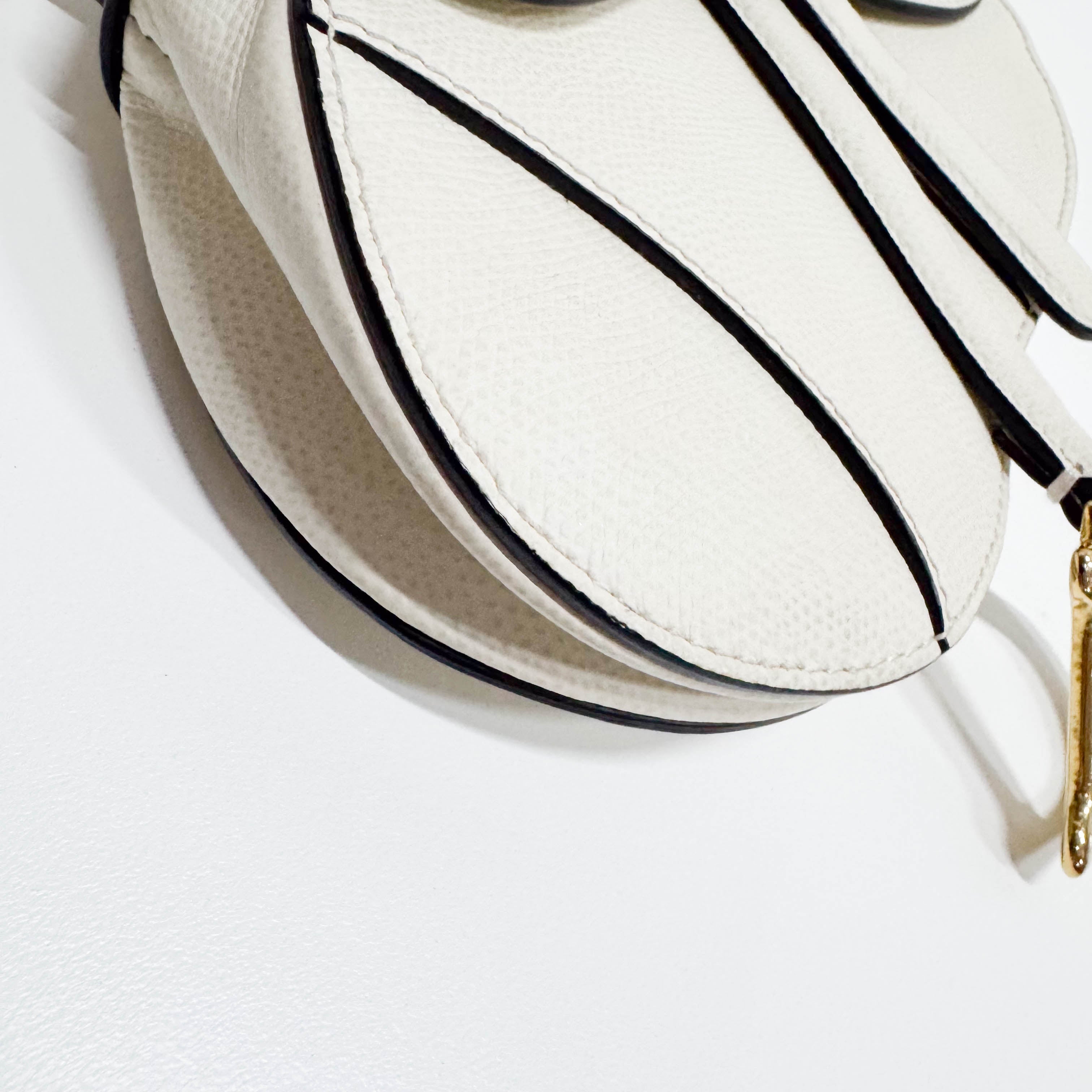 Saddle White Leather Shoulder Bag