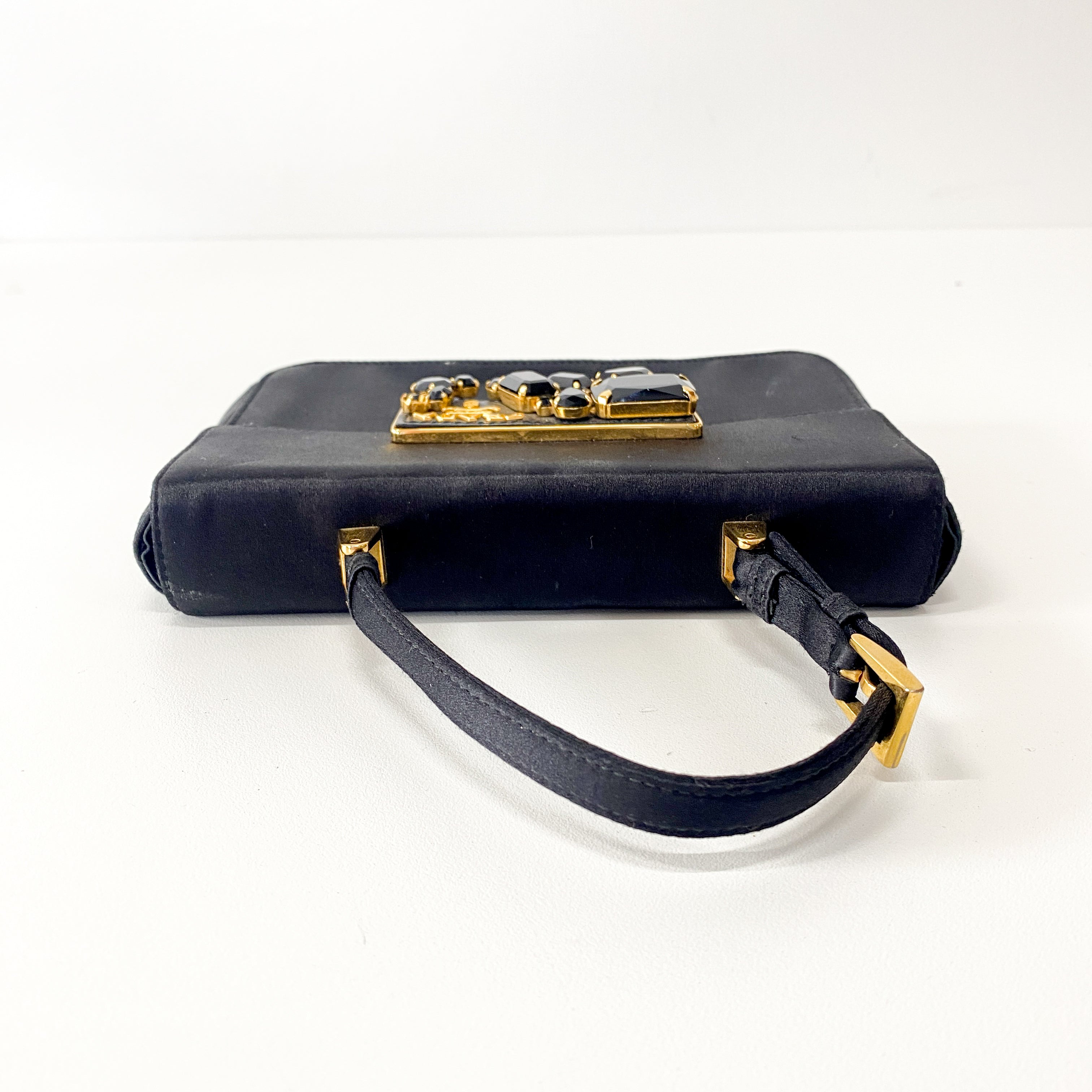 Black Bijoux in Satin Mini Bag