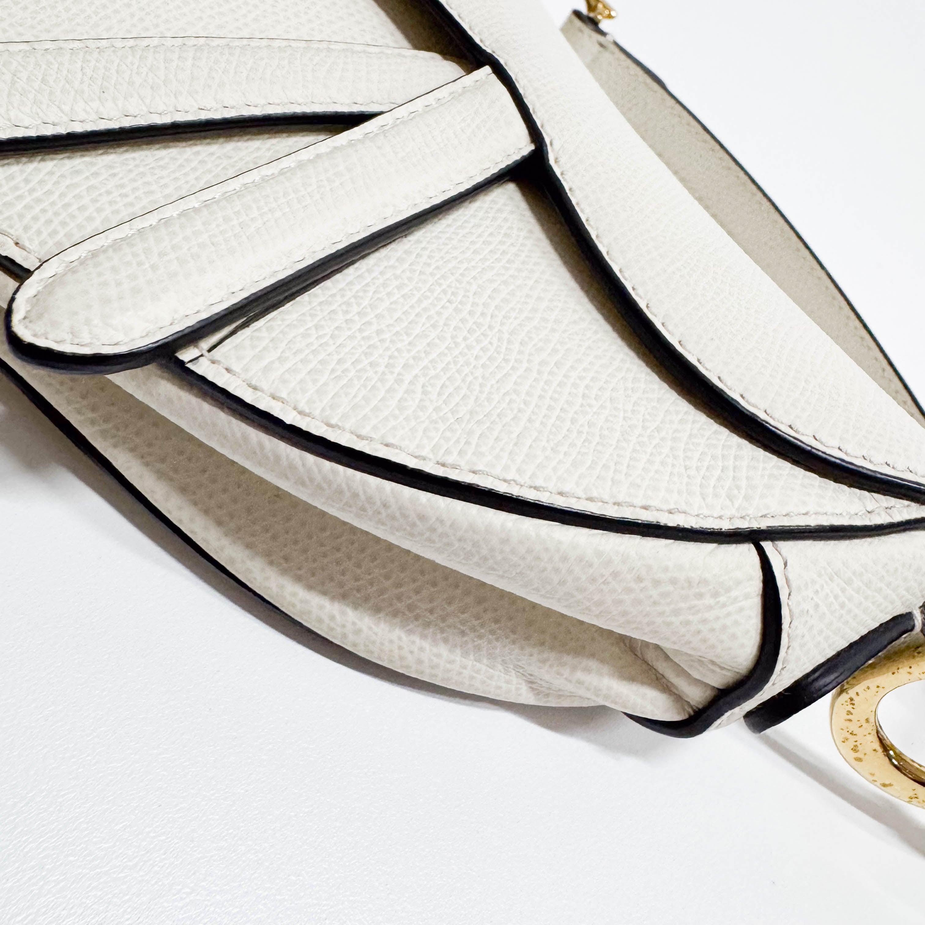 Saddle White Leather Shoulder Bag