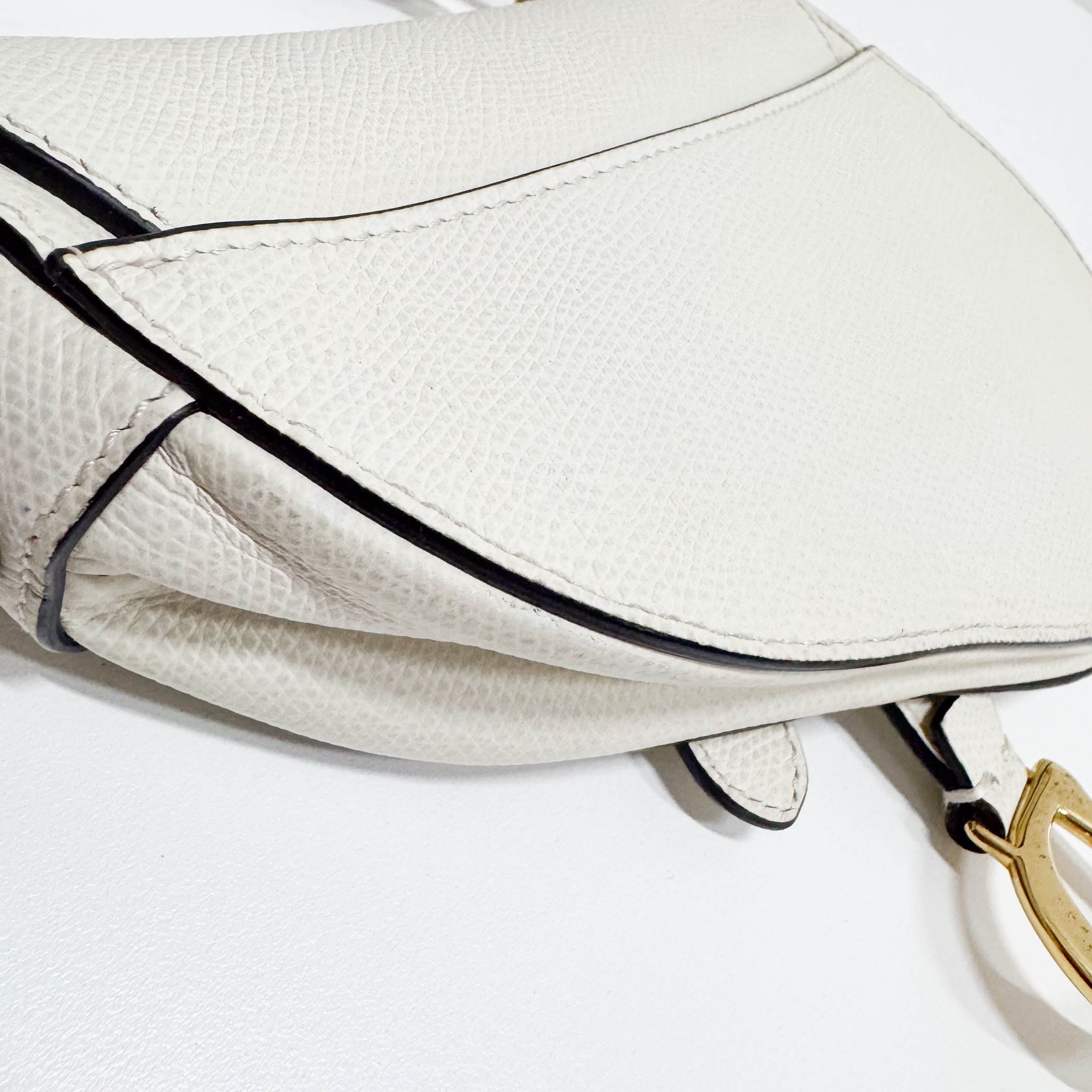 Saddle White Leather Shoulder Bag