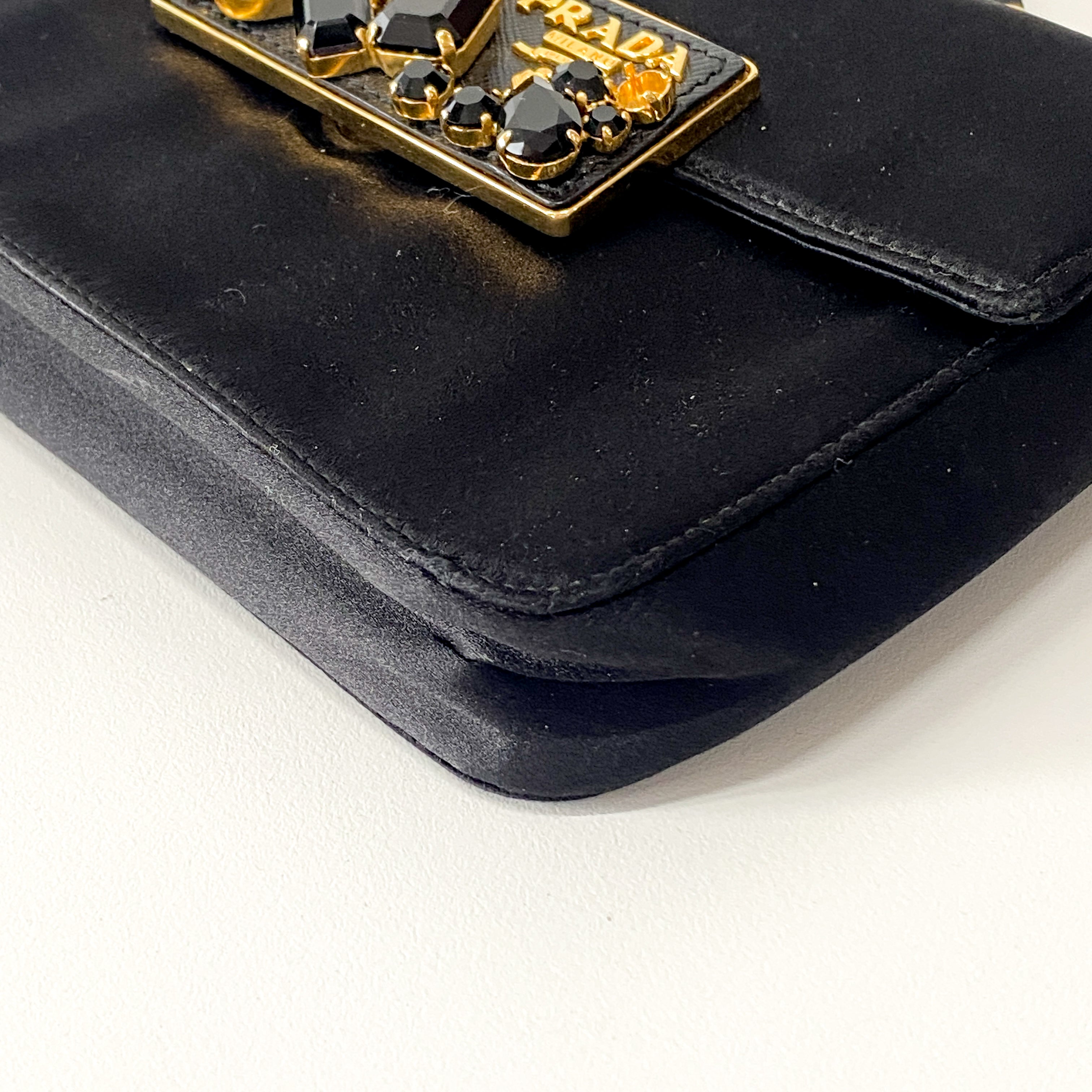 Black Bijoux in Satin Mini Bag