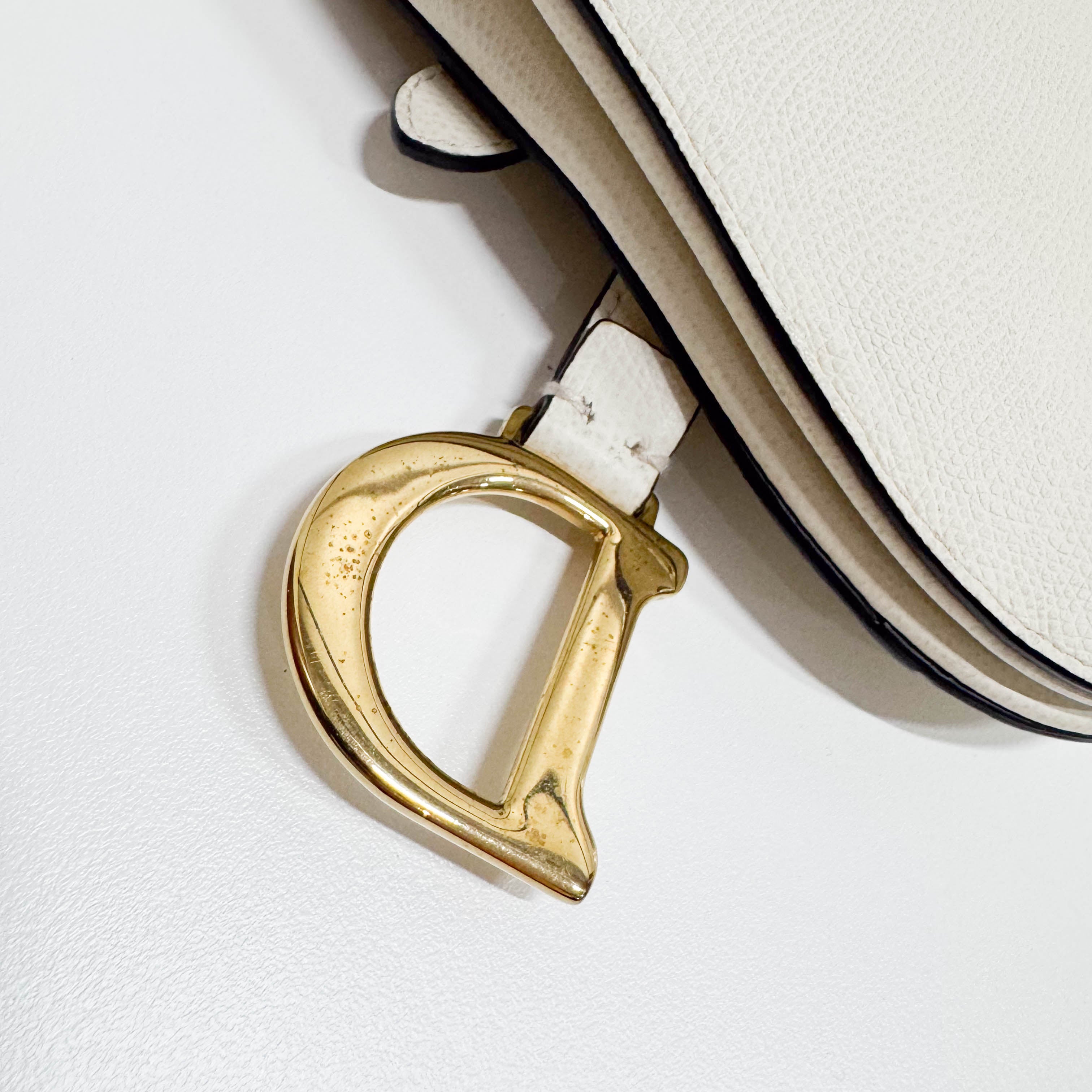 Saddle White Leather Shoulder Bag