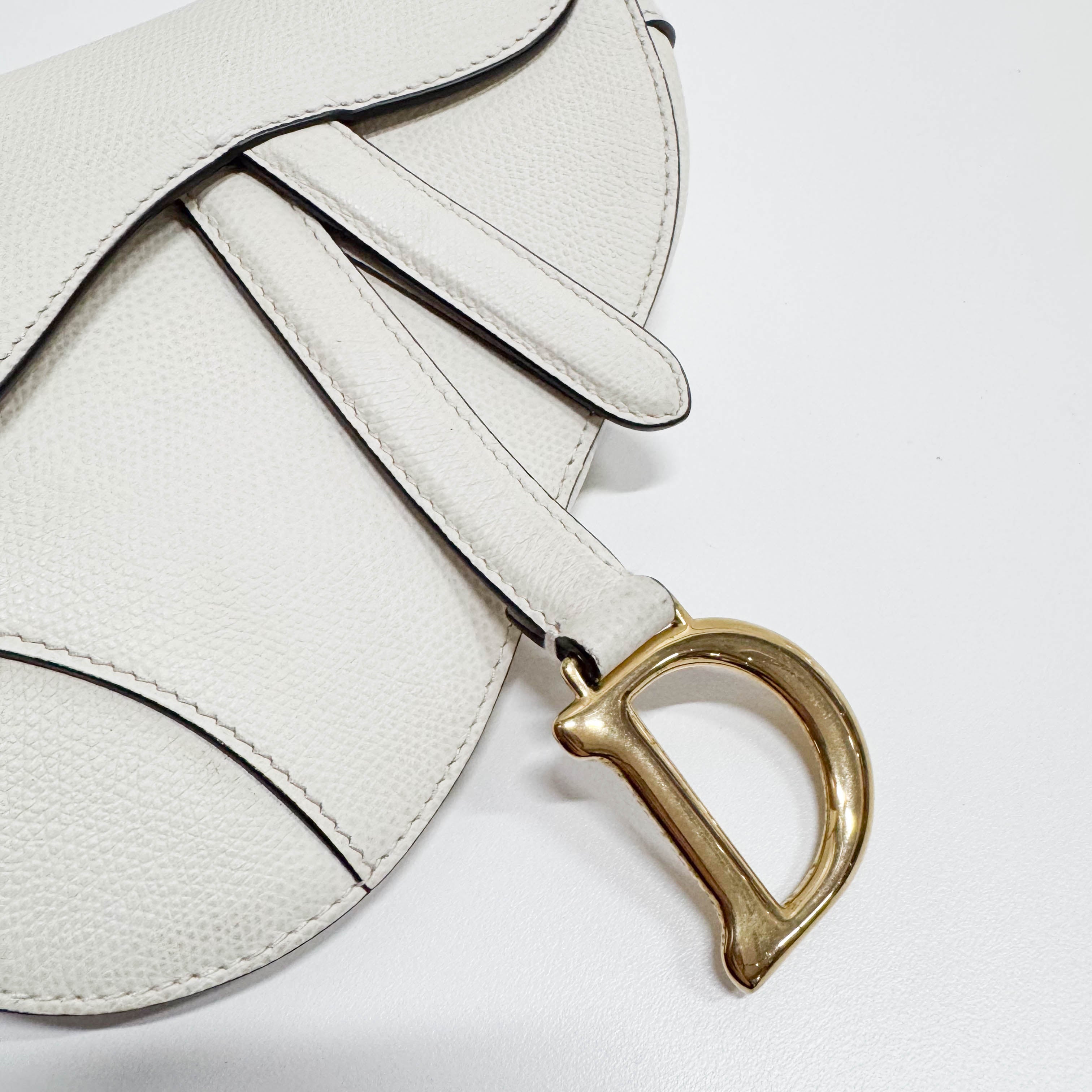 Saddle White Leather Shoulder Bag