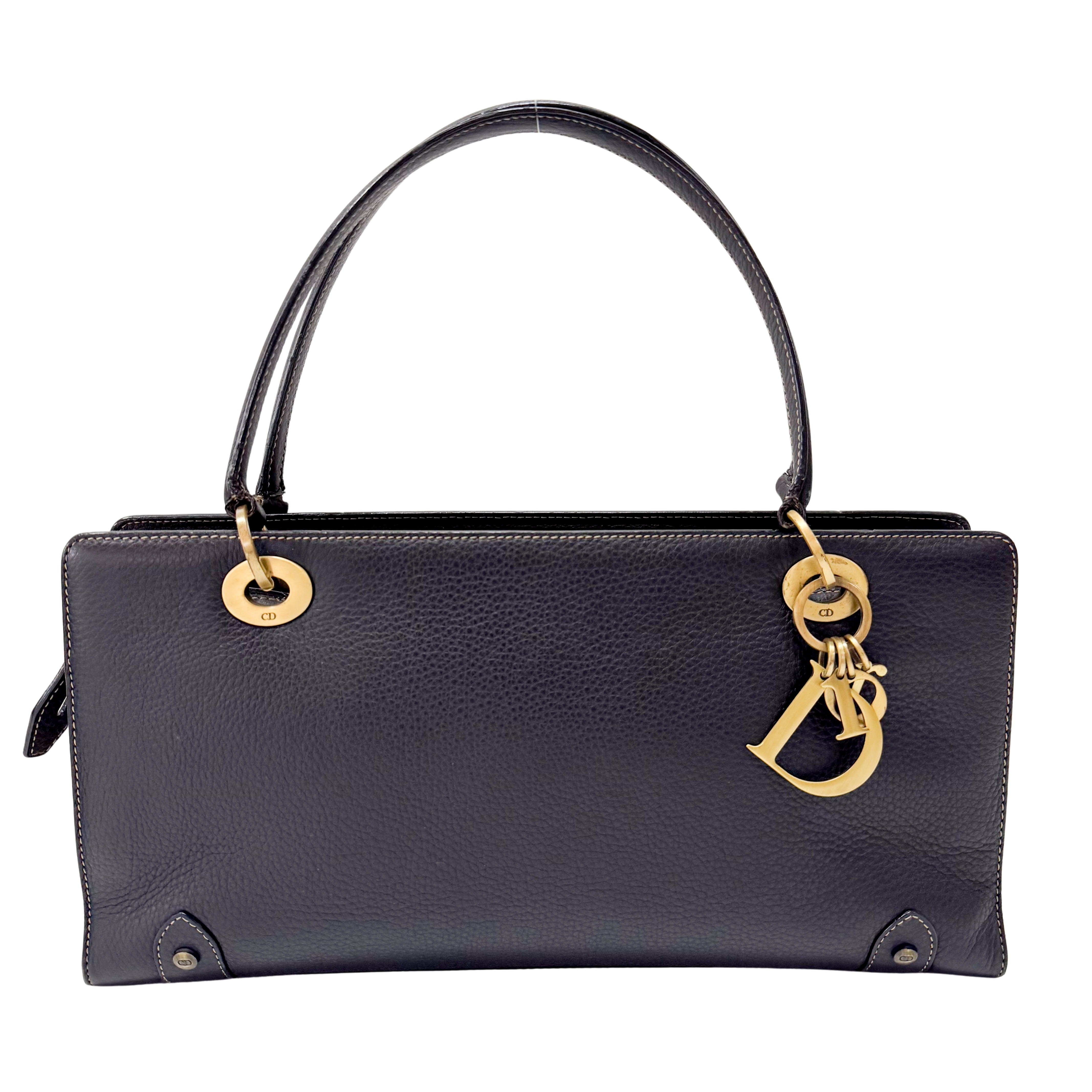 Archive Black Leather Charms Shoulder Bag