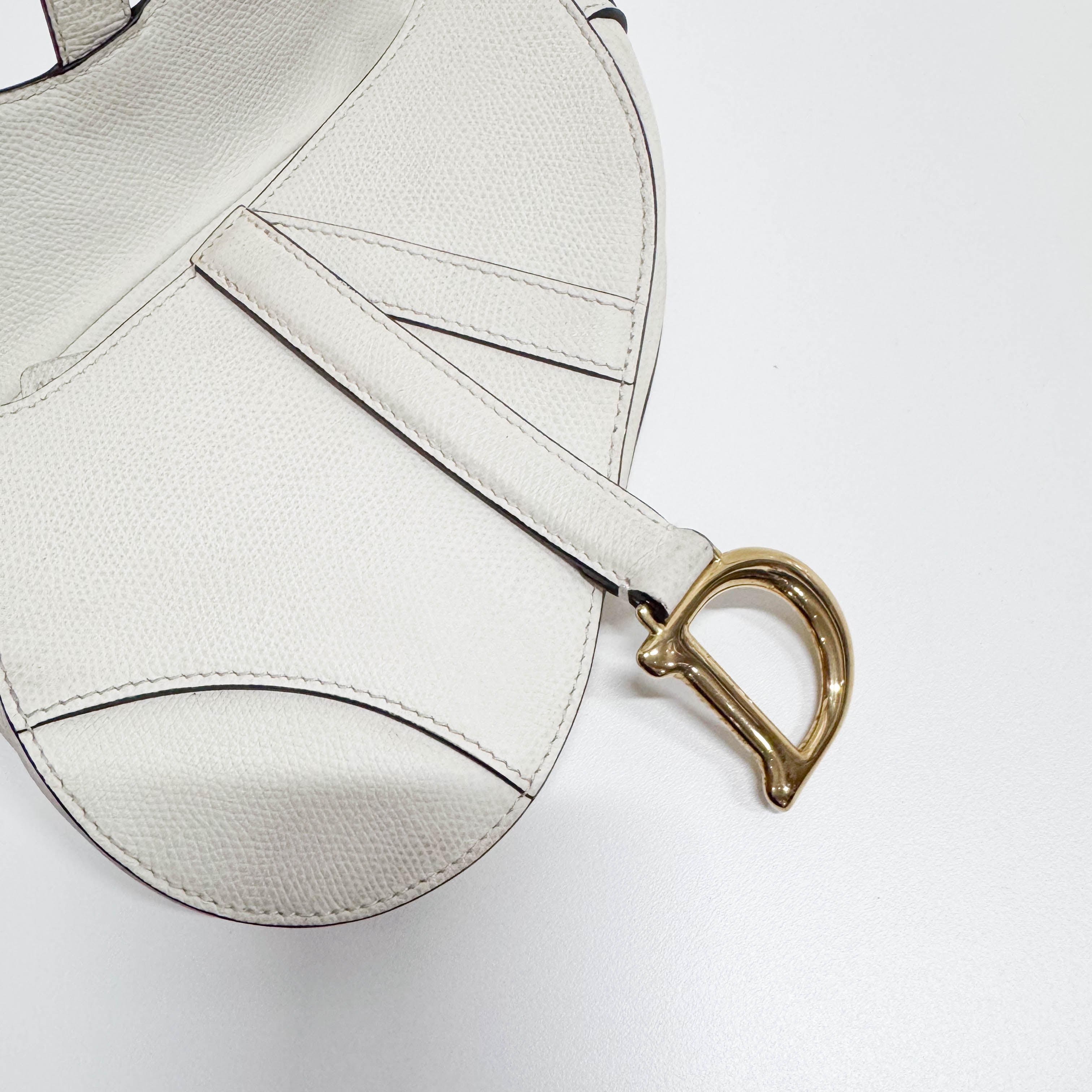 Saddle White Leather Shoulder Bag