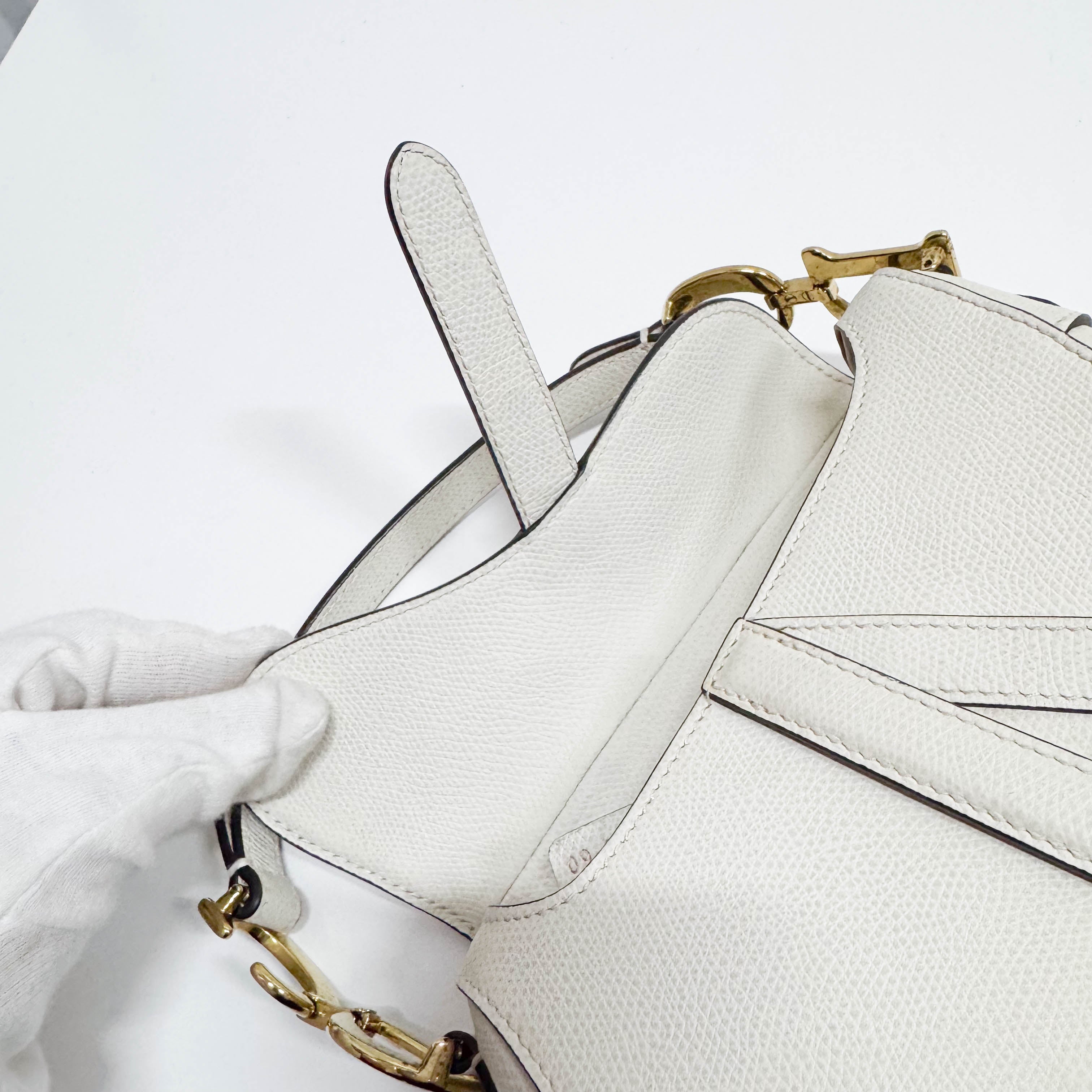 Saddle White Leather Shoulder Bag